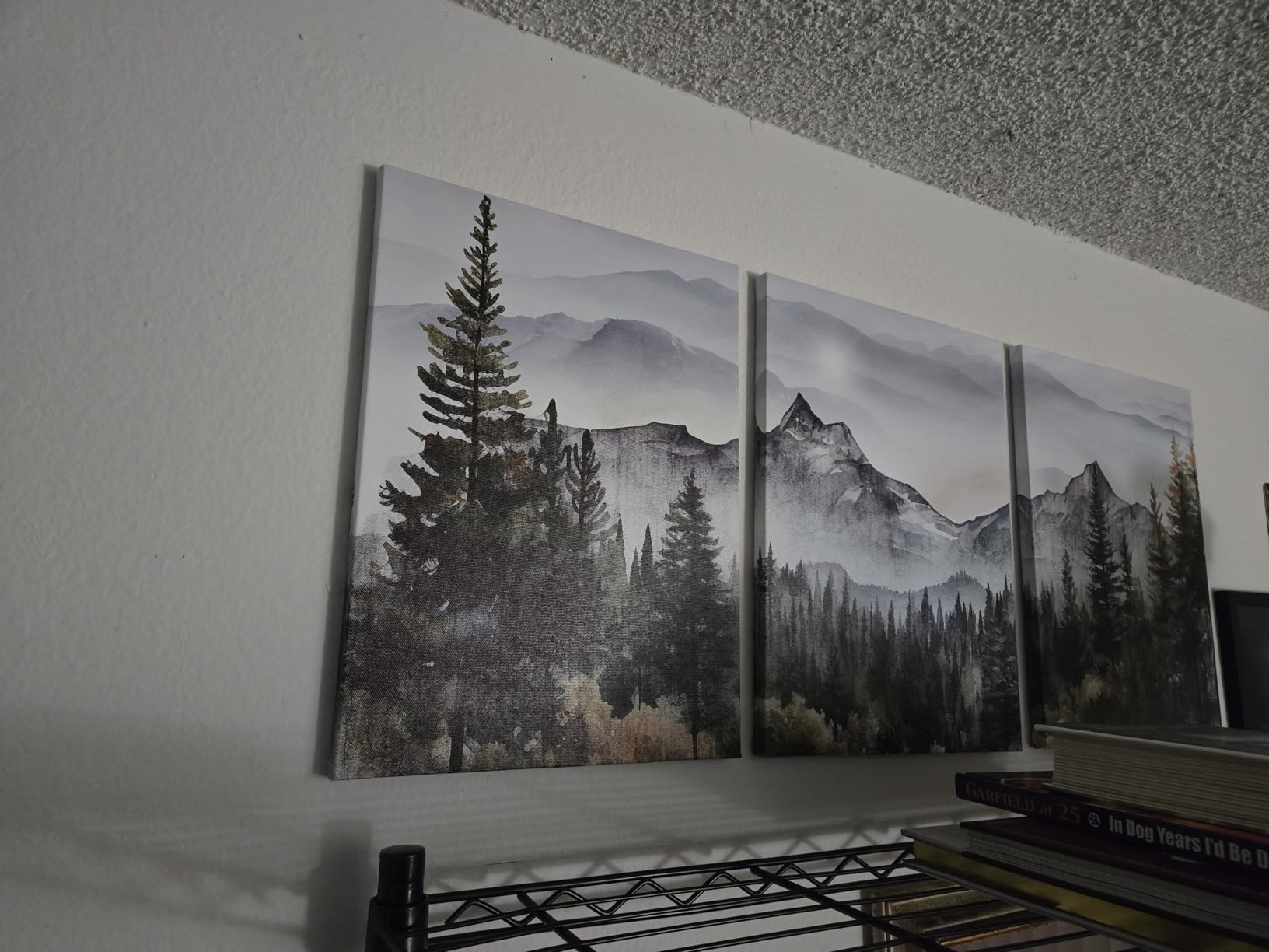 MHARTK66 3 Piece Framed Canvas Art Prints Wall Art for Living Room Modern Wall Decor for Bedroom Office Decor Abstract Mountain Forest Landscapes Ink Painting Ready to Hang Wall Pictures Home Decor customer photo 2
