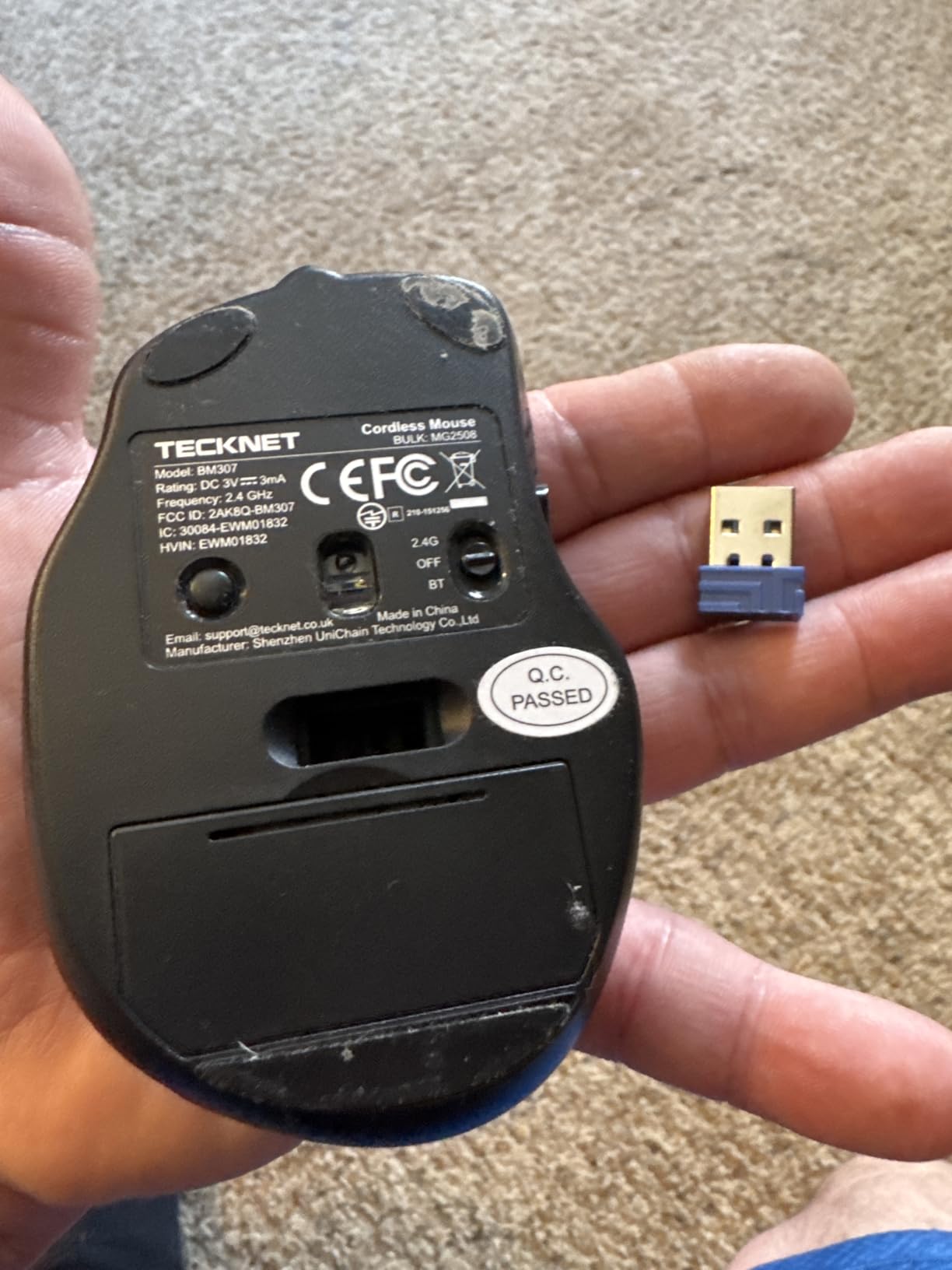 TECKNET Wireless Mouse, BT 5.0/2.4G, Silent 4800 DPI 6 Buttons, Grey customer photo 1