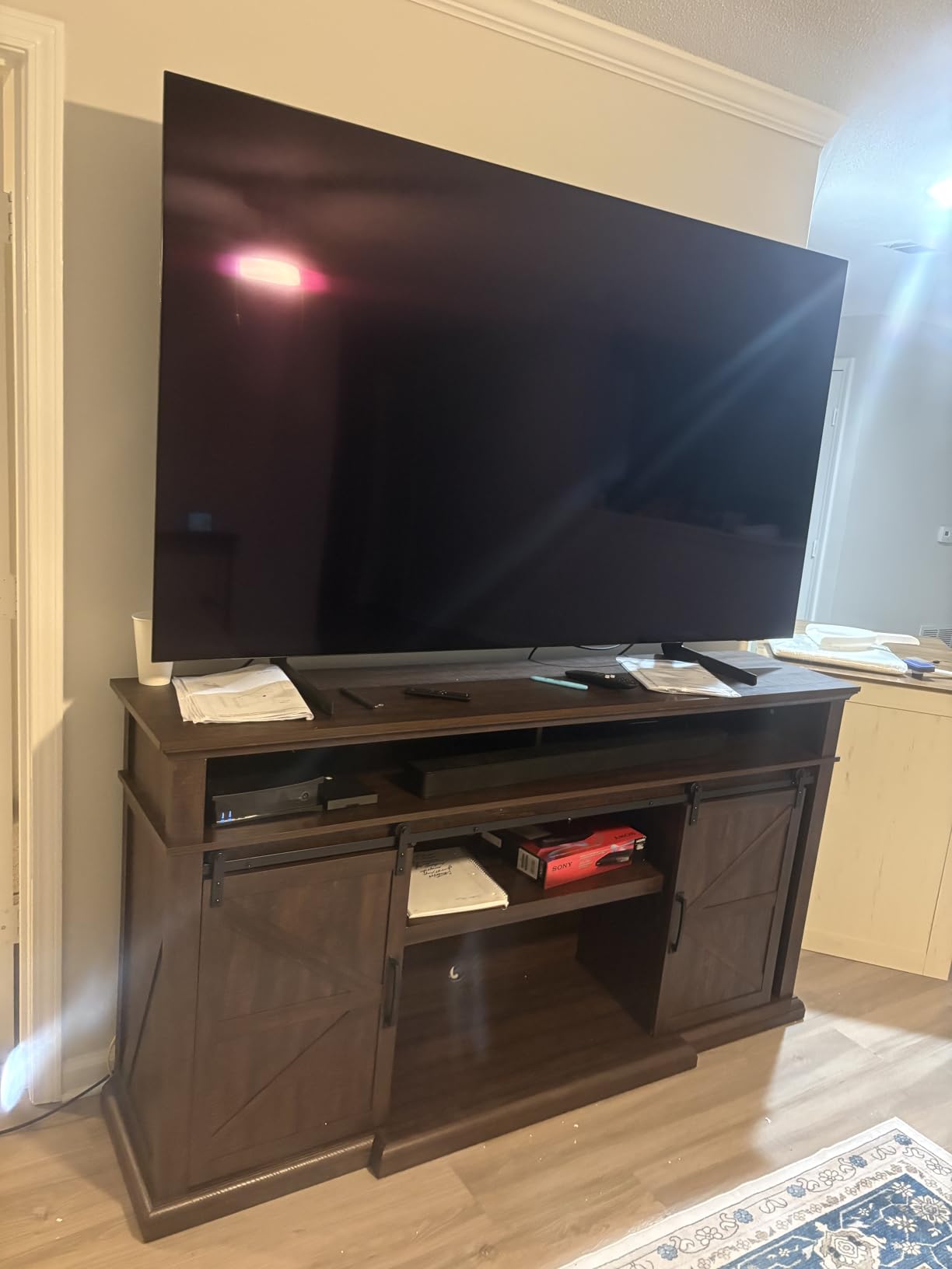 IFGET Farmhouse 80/75 inch TV Stand, 37.4