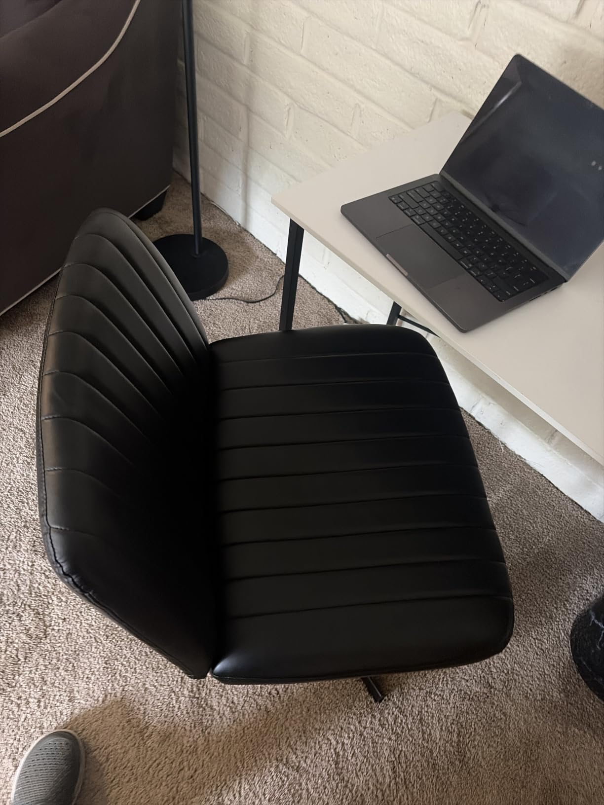 DUMOS Criss Cross Chair, Cross Legged Vanity Chair No Wheels, Home Office customer photo 2