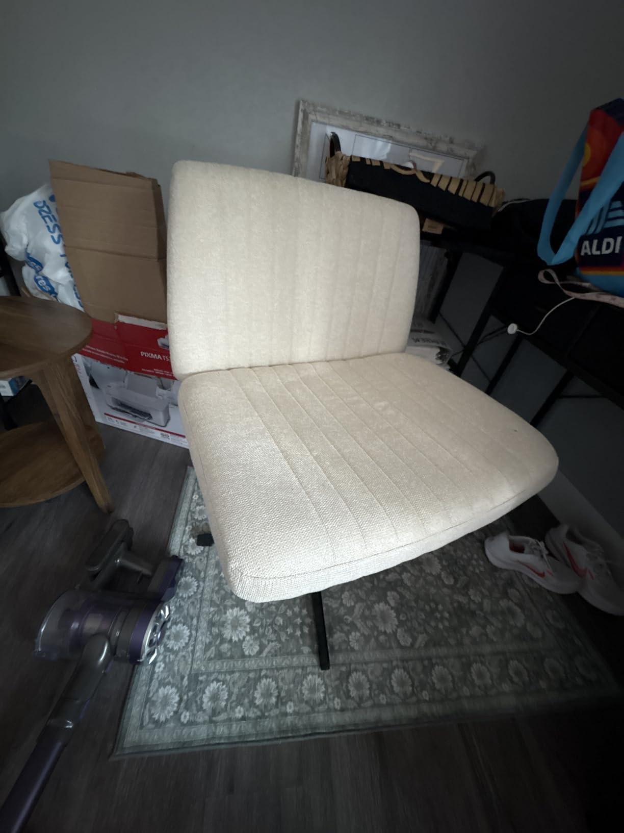 NEO CHAIR Criss Cross Chair with No Wheels, Cozy Wide Armless Seat, Beige customer photo 2