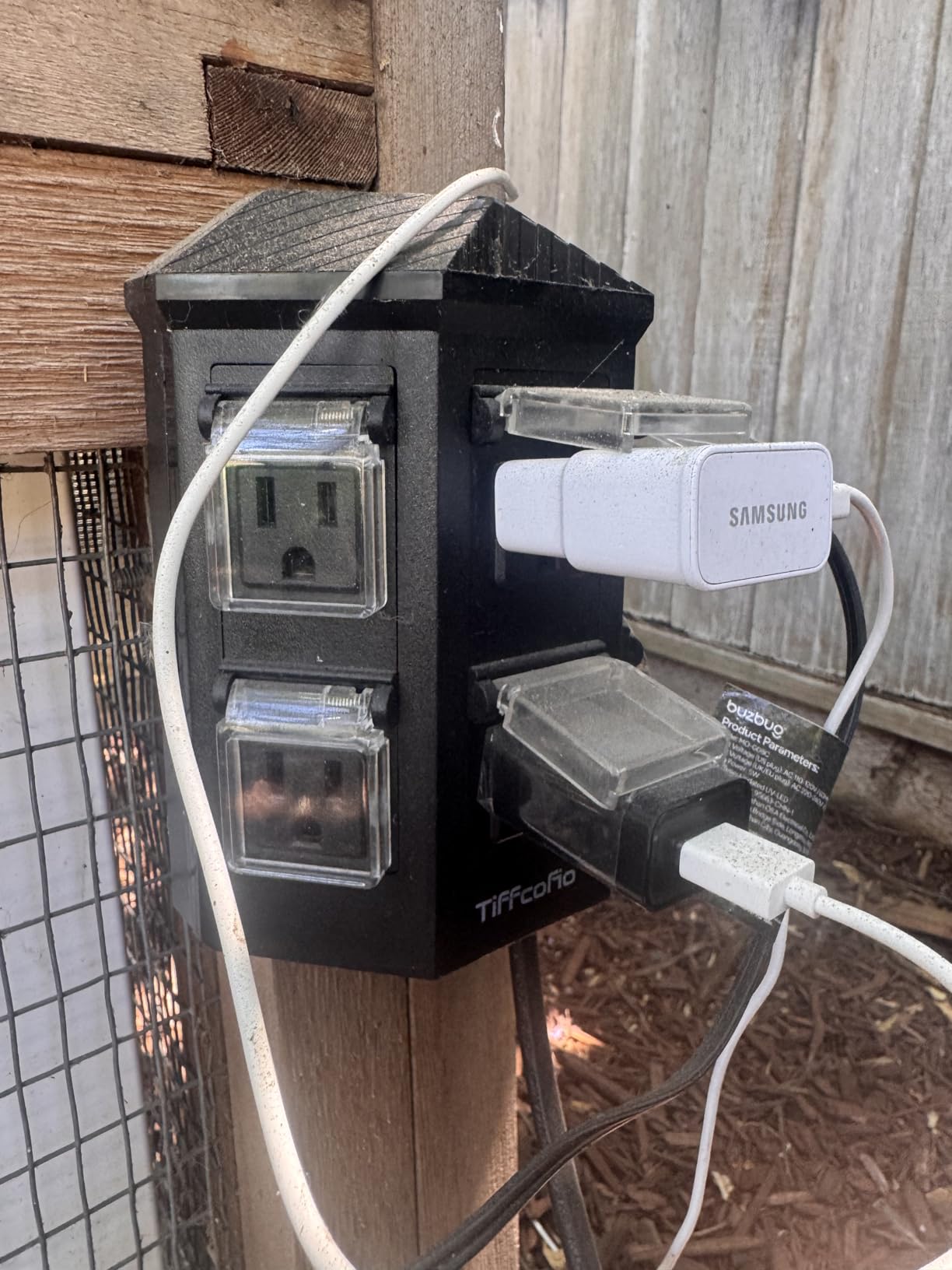 TiFFCOFiO Outdoor Power Strip Weatherproof, 50 FT Extension Cord with Power Stake, 6 Grounded Outlets for Outdoor Lights, 15A/1875W, ETL Listed customer photo 1