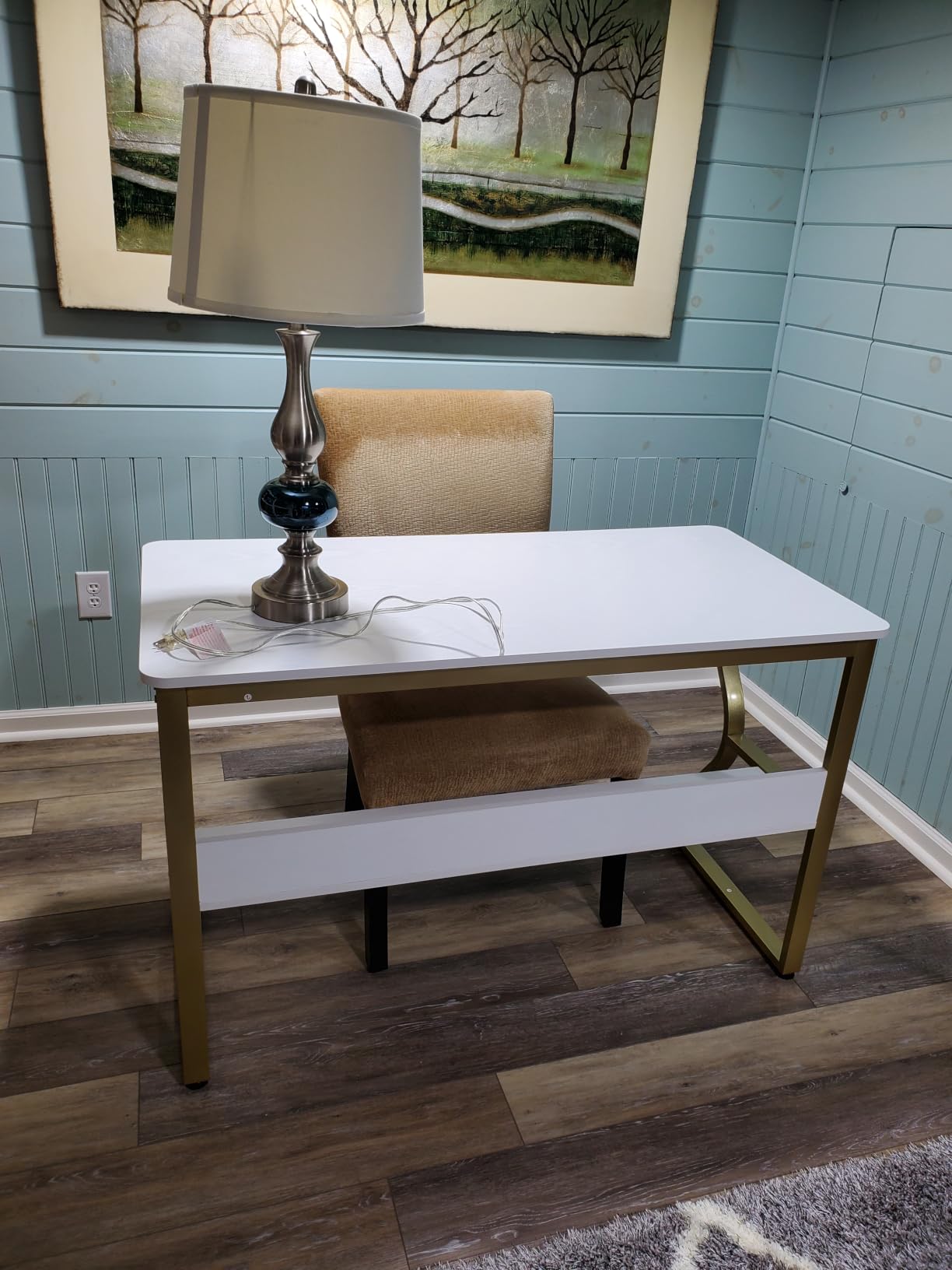 OSCHF 71-Inch Extra Long Desk with Storage Shelf, Warm White customer photo 1