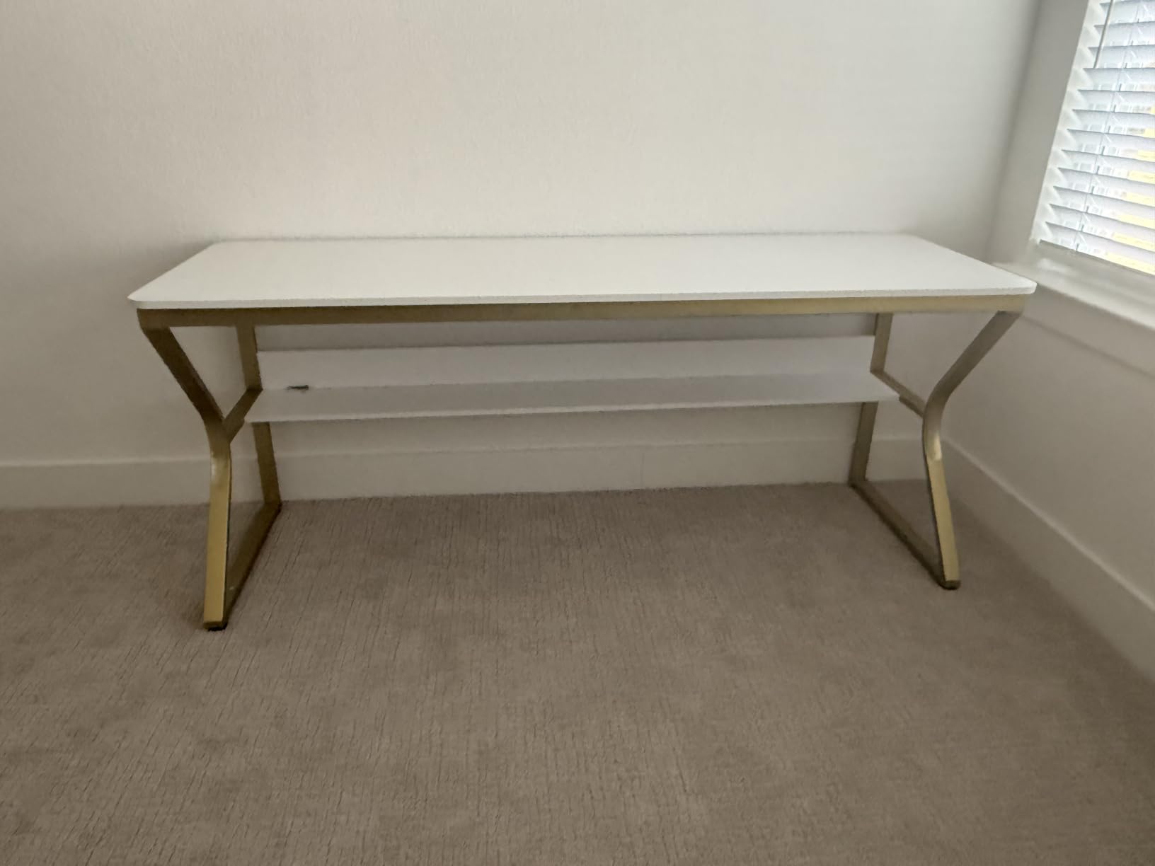 OSCHF 71-Inch Extra Long Desk with Storage Shelf, Warm White customer photo 2