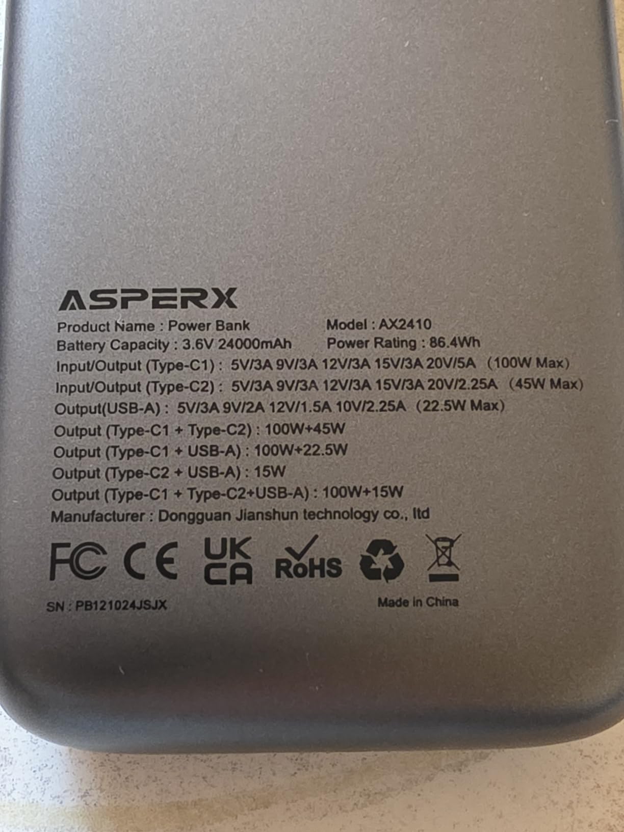 AsperX Laptop Power Bank, 25,000mAh 140W PD 3.1 Fast Charging USB C | TFT Display Portable Charger Battery Pack (92.5Wh) for MacBook Pro/iPhone 17/Dell XPS/Galaxy S25/iPad/HP (Flight-Approved) customer photo 2