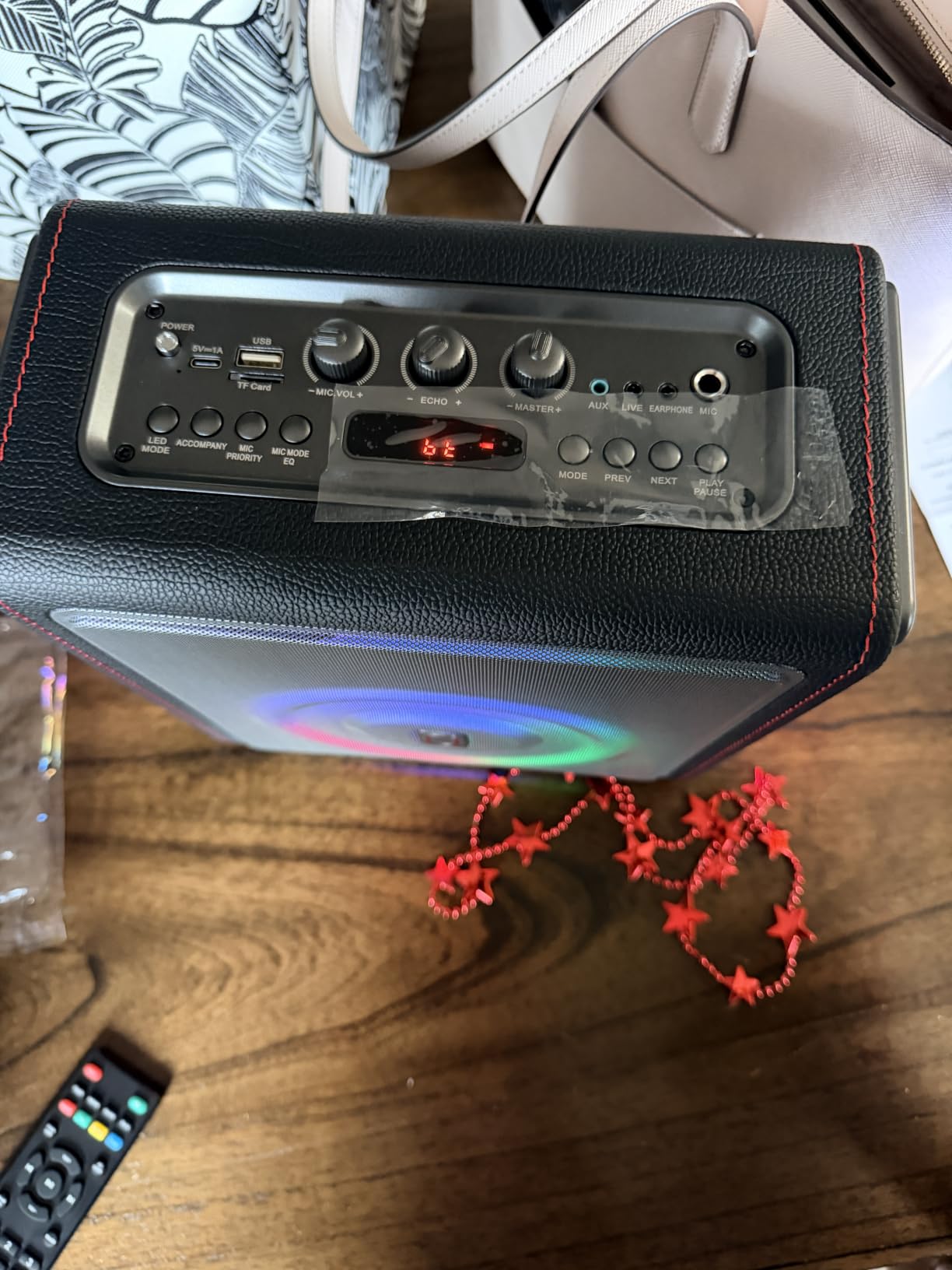 Karaoke Machine for Adults with 2 Wireless Microphones, 200W PA System | Pitch Correction, Bluetooth 5.3, Retro Leather Design, 24H Playtime, TV Connection, TWS Stereo and Live Performance Support customer photo 2