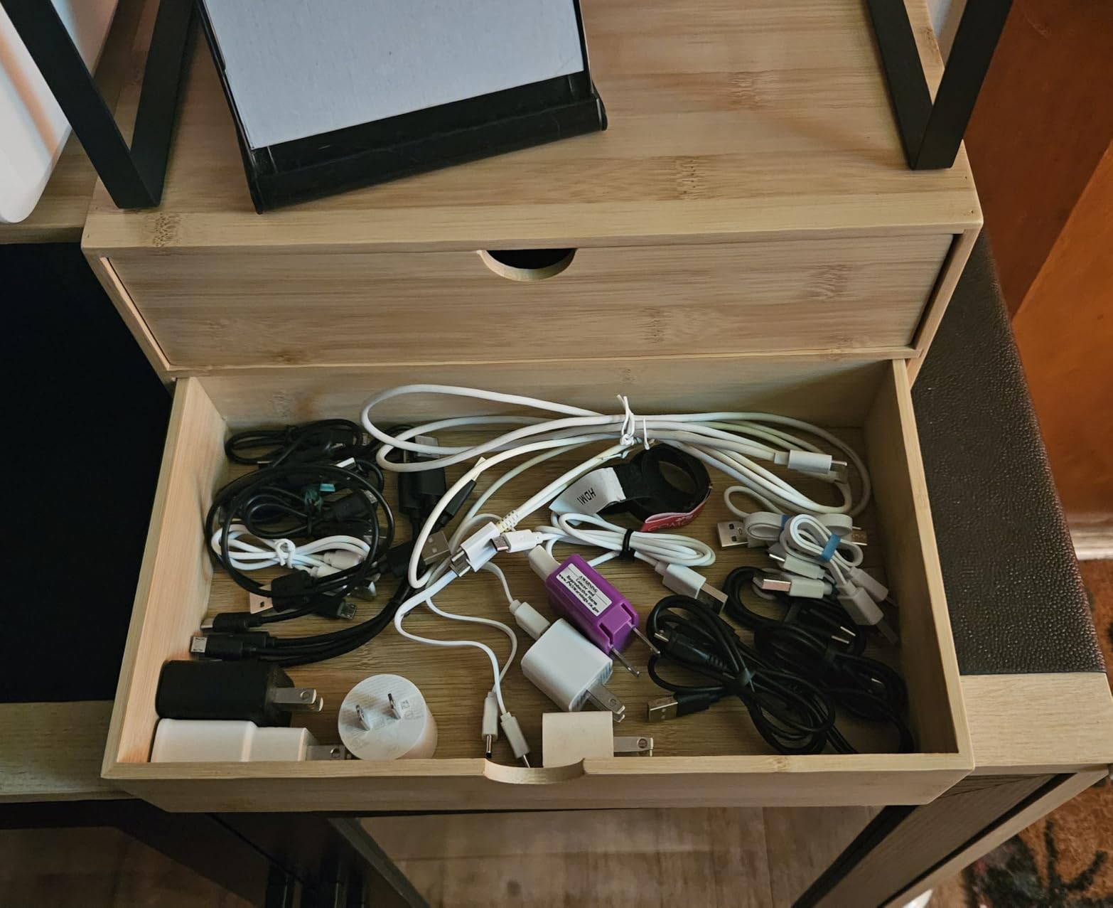 Neando Bamboo Desk Organizer with 2 Drawers, Wooden Countertop Drawers Organizer, Tabletop Storage Organization Box for Office & Home, No Assembly Needed customer photo 1
