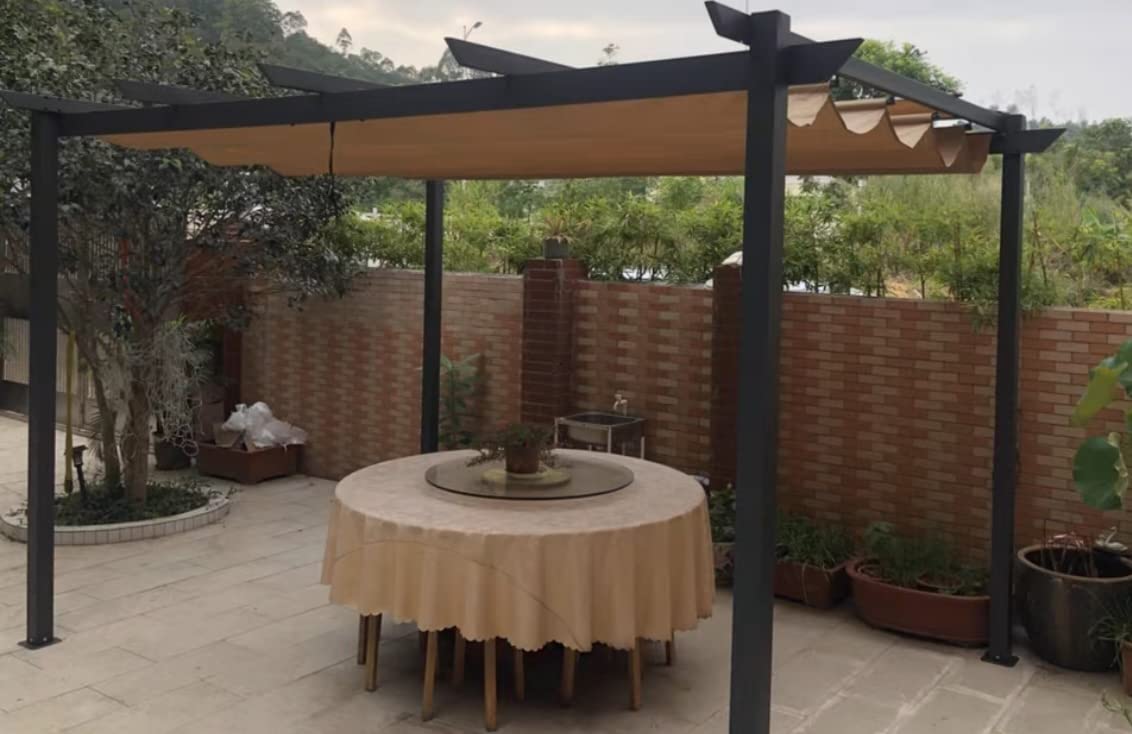 Tangkula 10x12 Ft Pergola, Heavy-Duty Aluminum Outdoor Pergola with Retractable Sun Shade Canopy, Extra Large Patio Shelter Pavilion, Metal Pergola Structure for Deck, Porch, Garden, Yard customer photo 2
