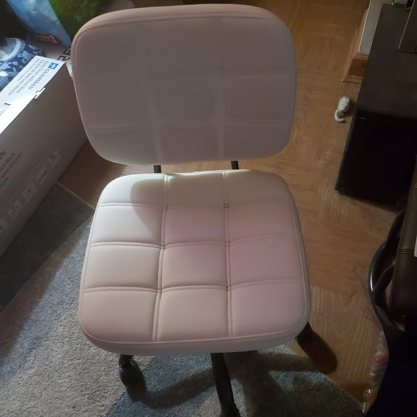 Armless Office Chair with Wheels, Small Desk Chair for Apartment - Black customer photo 1