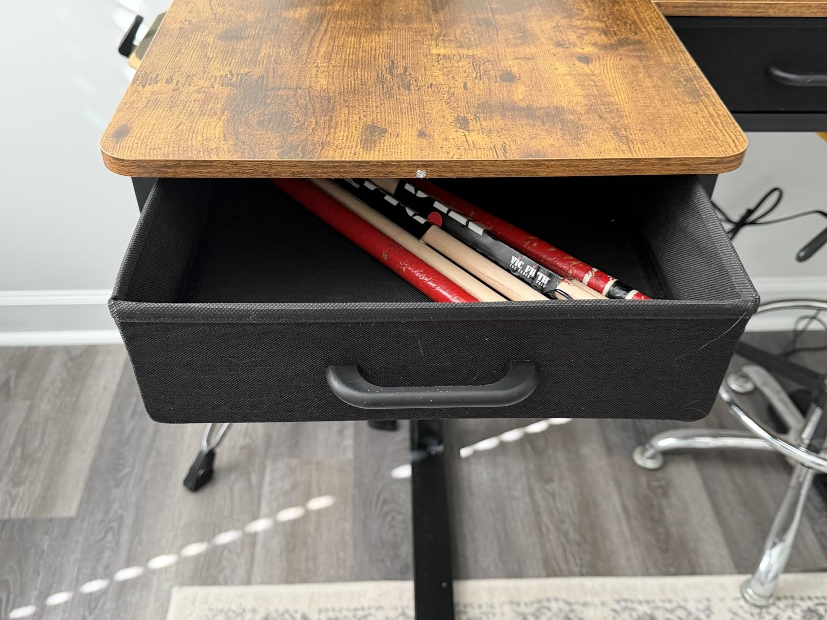 OffiGo 63 Inch L Shaped Electric Standing Desk with 4 Drawers, Rustic Brown customer photo 2