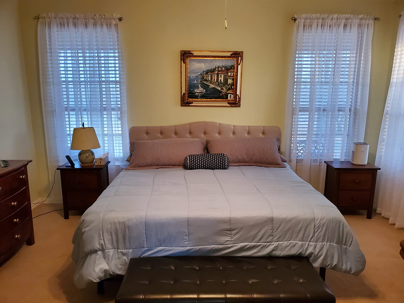 Rosevera Givanna Adjustable Height Headboard with Linen Upholstery and Button Tufting for Bedroom, Queen, Beige Linen customer photo 1