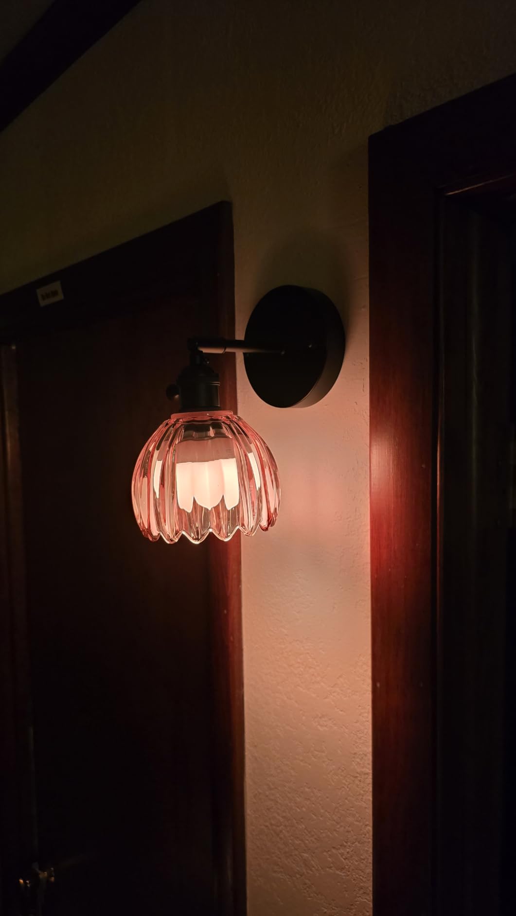 Shenmoyl Vintage Wall Sconce with Amber Tulip Glass Lampshade 180 Degree Adjustable Black Sconce Hradwired Modern Wall Lighting Fixture with Switch for Bedside Bedroom Doorway customer photo 2