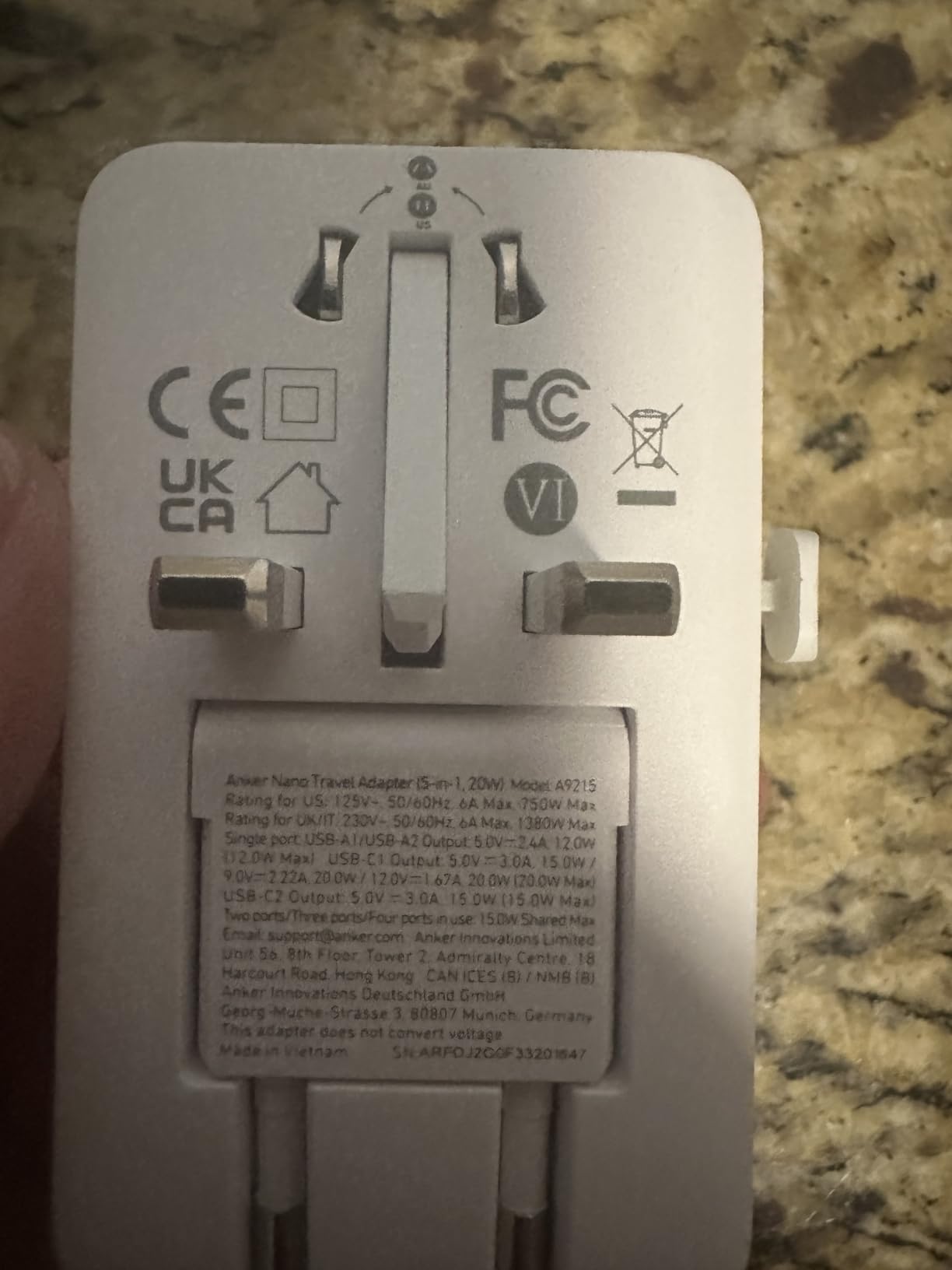 Anker Nano Travel Adapter, 2 USB C Universal Charger, 20W, 1× 2-Pin AC customer photo 2