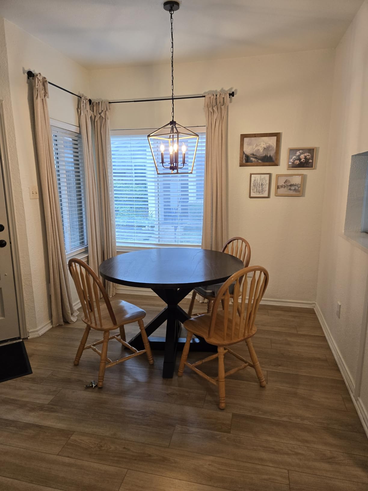Black Farmhouse Chandelier, 4-Light Foyer Lighting Fixtures for Dining Room customer photo 2