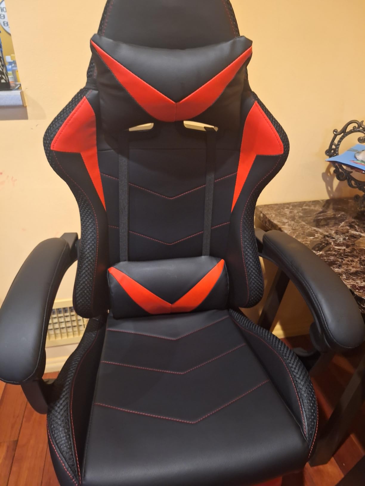 Czlolo Gaming Chair, Racing Style RGB LED Lights Gaming Chairs for Adults and Kids, Lumbar Massager Gamer Chair, High Back Reclining Computer Chair with Footrest and Headrest (Black/Blue) customer photo 1