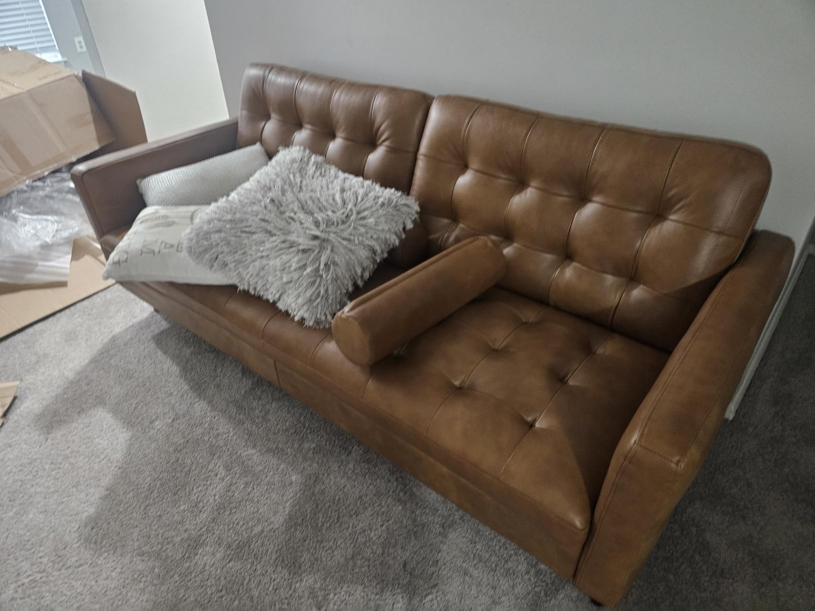 AMERLIFE Leather Sofa, Modern Genuine Leather Sofa, 3 Seater Comfy Couch customer photo 2