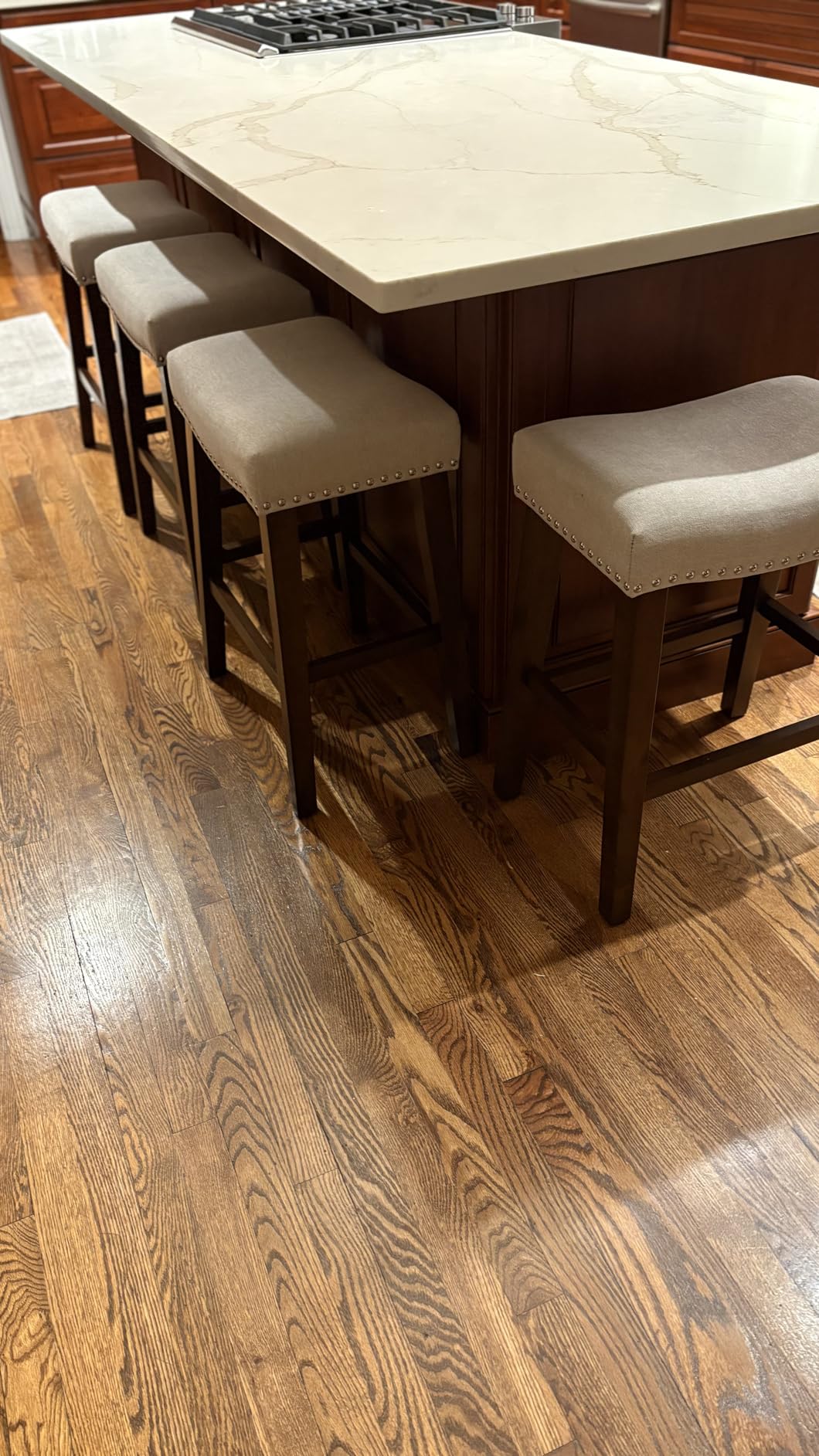 PrimeZone 26 Inch Counter Height Saddle Bar Stools Set of 3, Beige customer photo 2