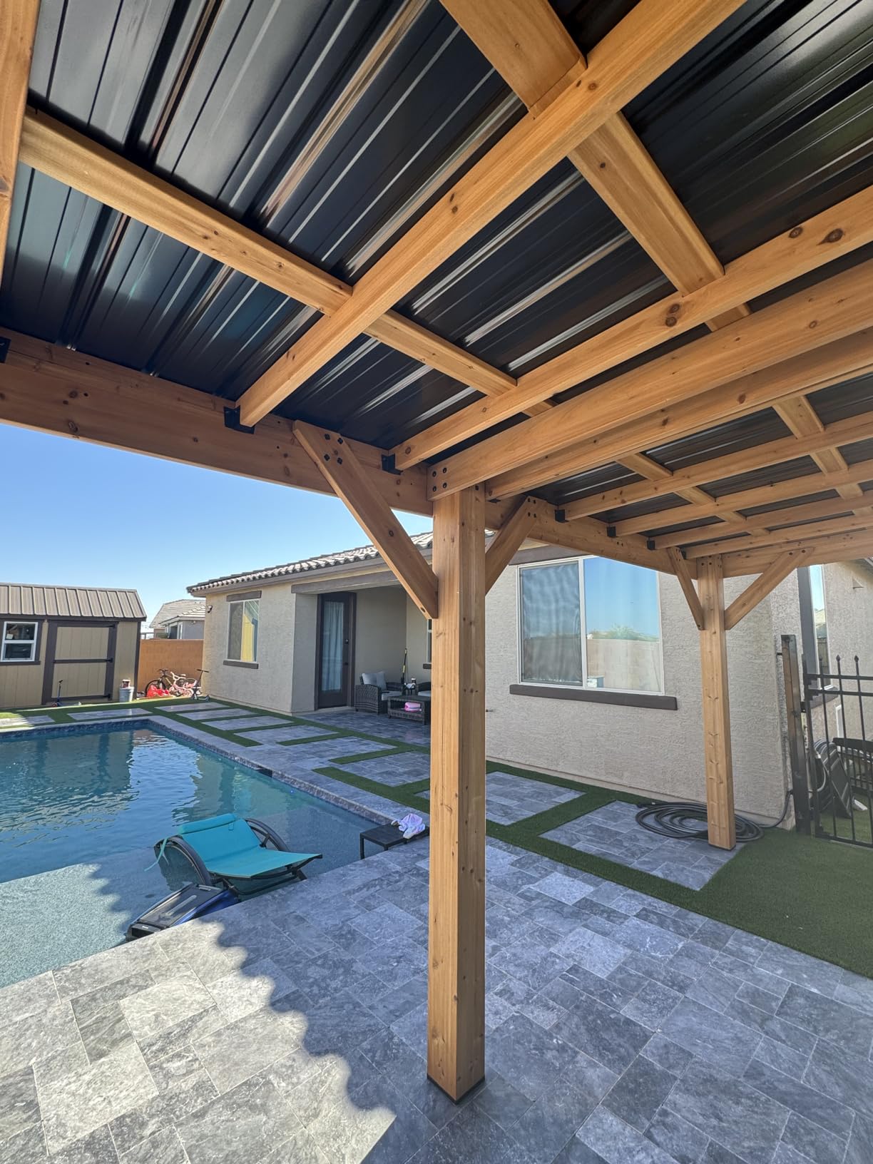 Backyard Discovery Arcadia 14' x 12' Cedar Wood Outdoor Gazebo Pavilion with Hardtop Galvanized Steel Slope Roof, Snow Support, Wind Resistance, PowerPort, Shade for Garden, Patio, Deck, Entertaining customer photo 1