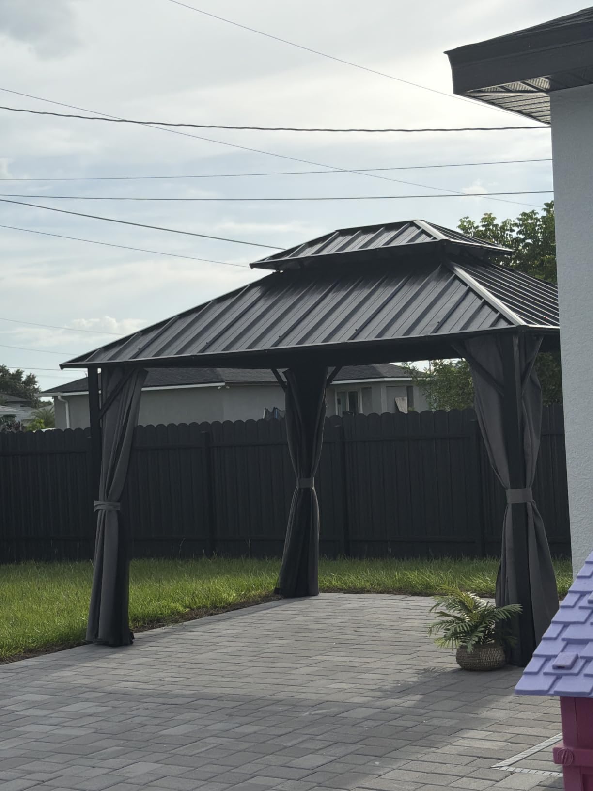 Aoxun Gazebo 10x12 Hardtop Gazebo with LED Lights, Gray customer photo 2