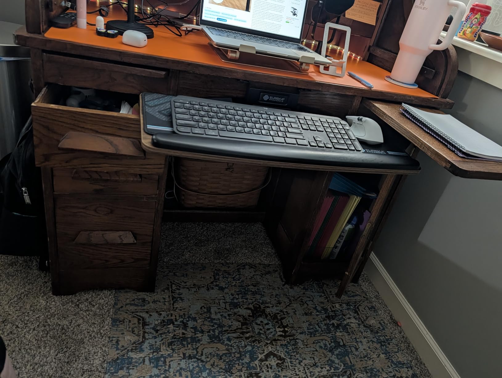 EUREKA ERGONOMIC Keyboard Tray Height Adjustable, Swivel Tilt Computer Keyboard Drawer Under Desk, 25x9.13'' Sliding Keyboard & Mouse Platform with Mouse Pad for Typing, Black customer photo 1
