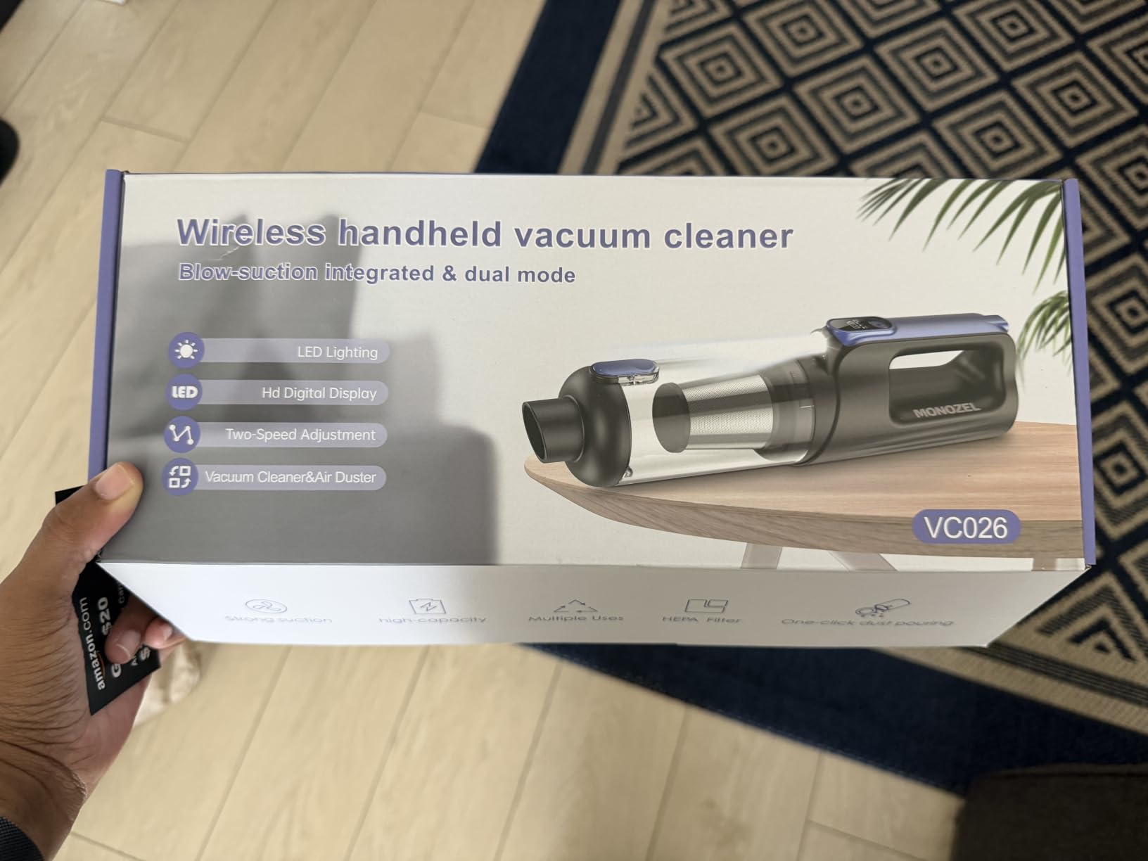 MONOZEL Car Vacuum Portable Cordless, 18000Pa 2 in 1 Vacuum Cleaner&Air Duster, 130W Brushless Motor Handheld Vacuum Cordless with 7800mAh Battery, LED Light, Multi-Nozzles for Car, Home, Office, Pet customer photo 2