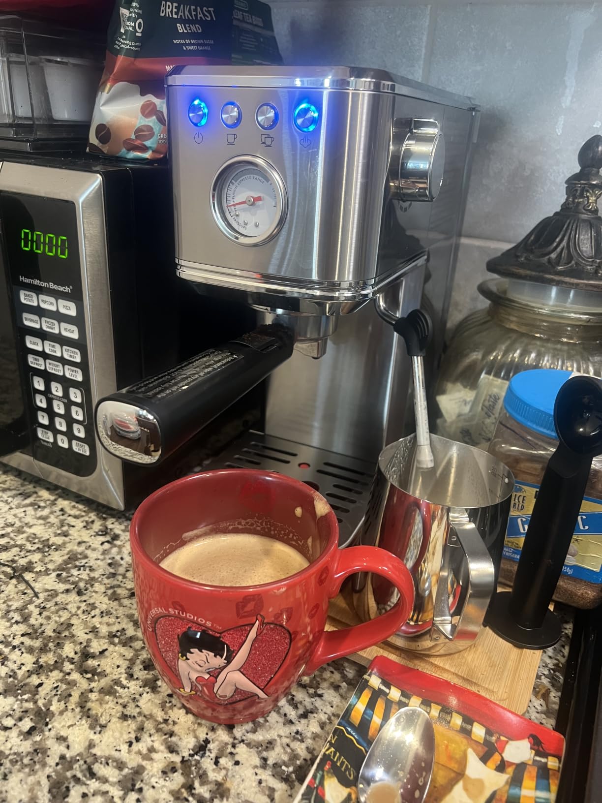 CHULUX Slim Espresso Machine with Milk Frother for Home Cappuccino, Creamy customer photo 1