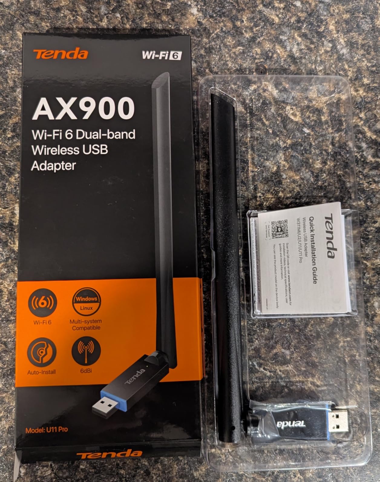 Tenda AX900 WiFi Adapter WiFi 6- Dual-Band 600Mbps 5GHz/ 286Mbps 2.4GHz, 6dBi High Gain Antenna, Wireless WiFi Adapter for Windows 11/10/7 USB WiFi Dongle (U11Pro) customer photo 1