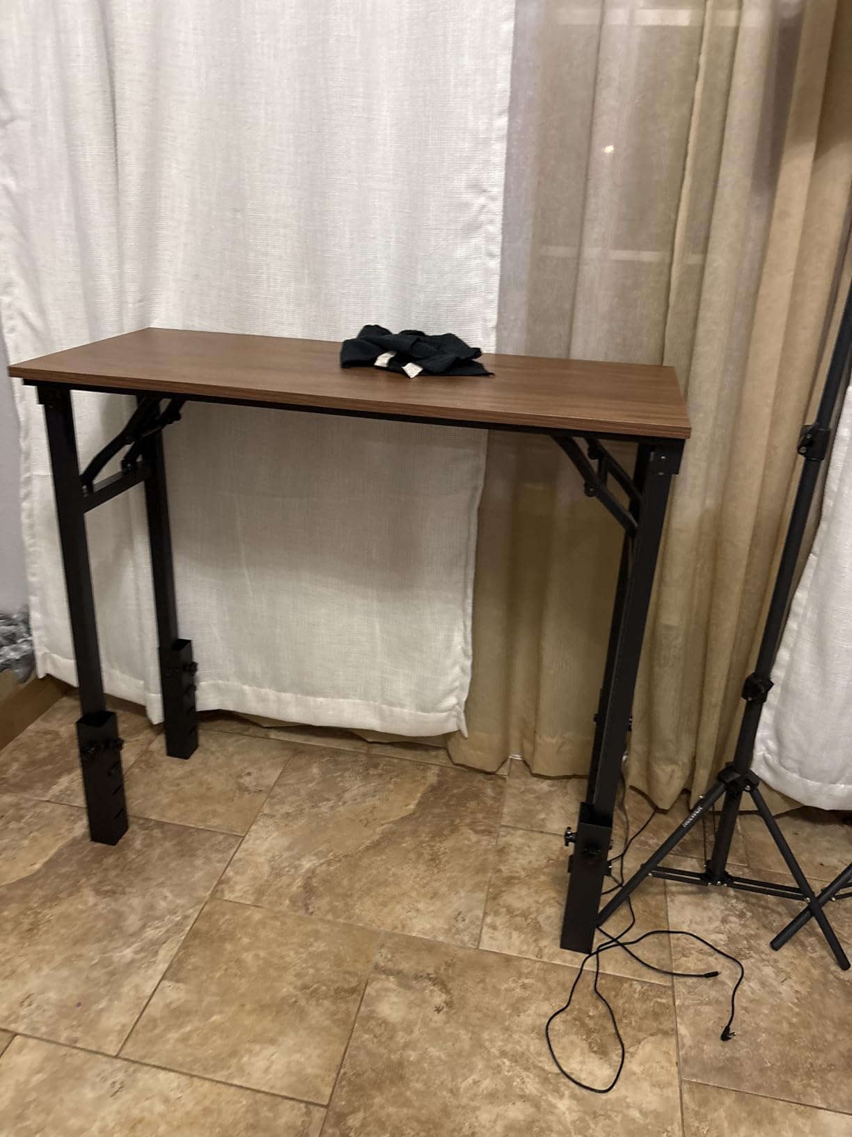 Frylr Small Folding Computer Desk – Portable 35.8 Inch Foldable Laptop Table, No-Assembly, Collapsible and Compact for Easy Storage, Lightweight for Small Spaces, Craft and Study Use, Dark Walnut customer photo 1