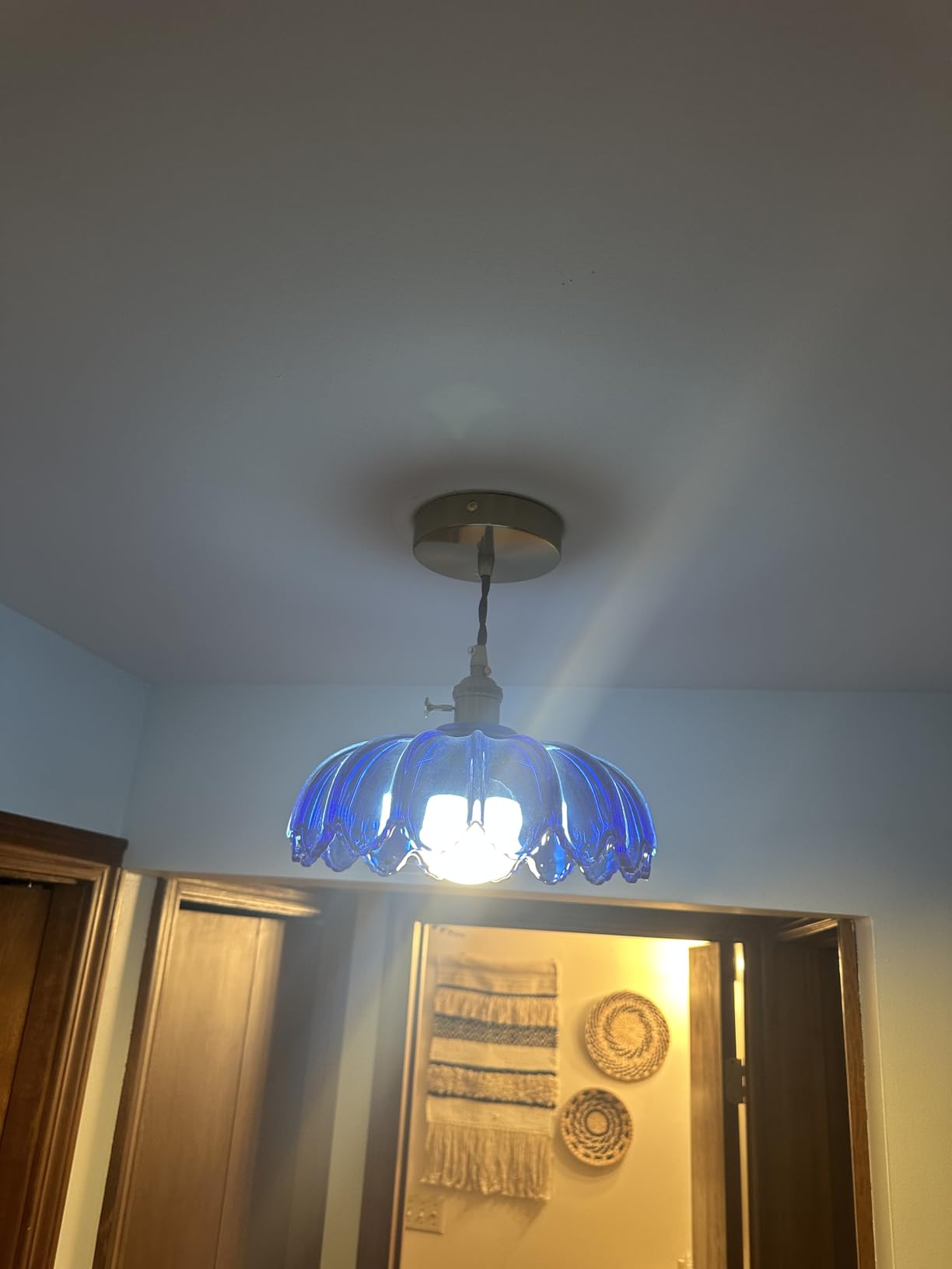 XZHGCEE Pendant Lights Kitchen Island: Amber Glass Hanging Light Fixture with Rotating Switch, E26 Base - Modern Lighting for Dining Room, Bedroom & Living Room customer photo 1