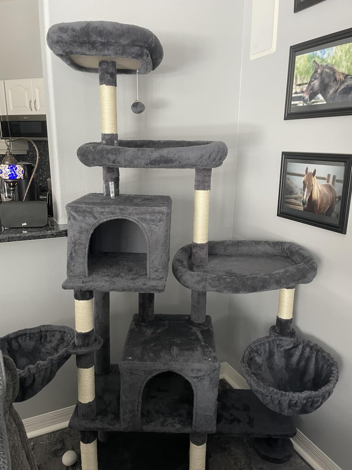 Hey-brother Cat Tree Tower with Stable Extended Base, 3 Platforms, MPJ038W customer photo 2