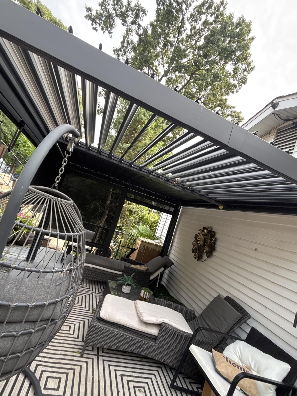 Airwire 10x12 FT Louvered Pergola with Curtains & Netting Gray customer photo 1