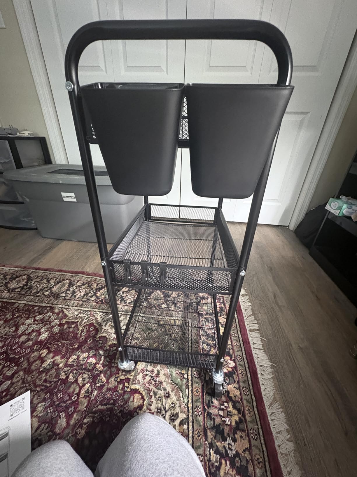YASONIC 3 Tier Metal Rolling Cart, Black Utility Storage Cart with Wheels customer photo 2