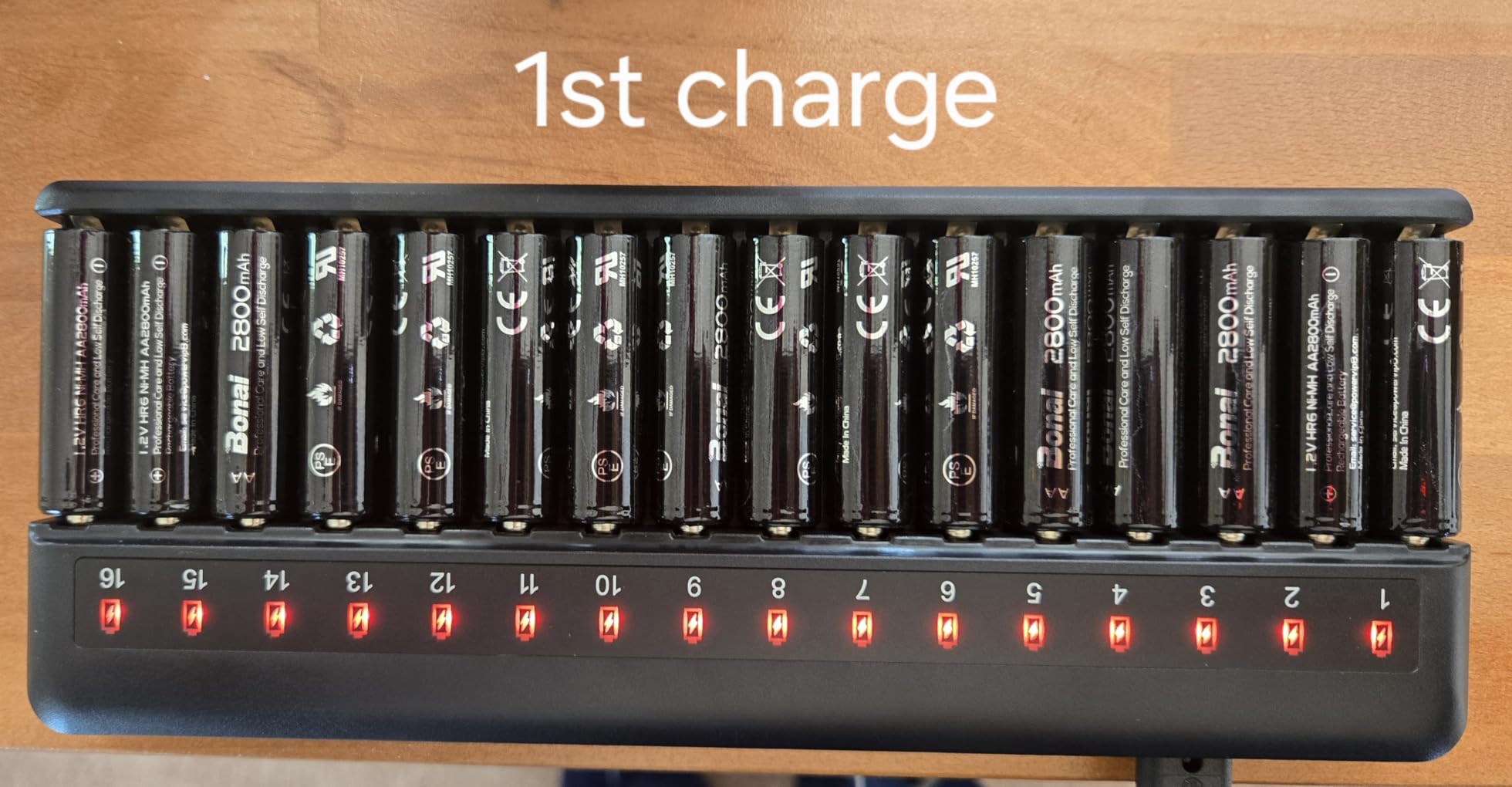 Bonai Rechargeable AA Batteries with Charger, 2800mAh High Capacity Pre-Charged Low Self-Discharge Leak Proof Double A Battery (16 Pack) & Smart Battery Charger with American AC Plug (16 Bay) customer photo 2