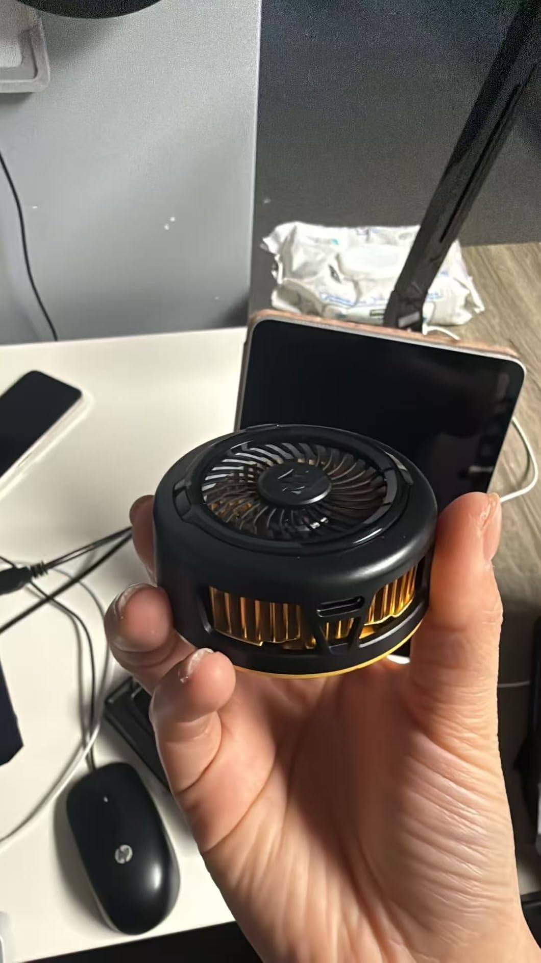 Black Shark FunCooler 5 Magnetic Cell Phone Cooler for Gaming, Portable Mobile Phone Cooling Fan with RGB Light, Cellphone Radiator for iPhone Magnetic Series/Android/Tablet/iPad (Black) customer photo 1