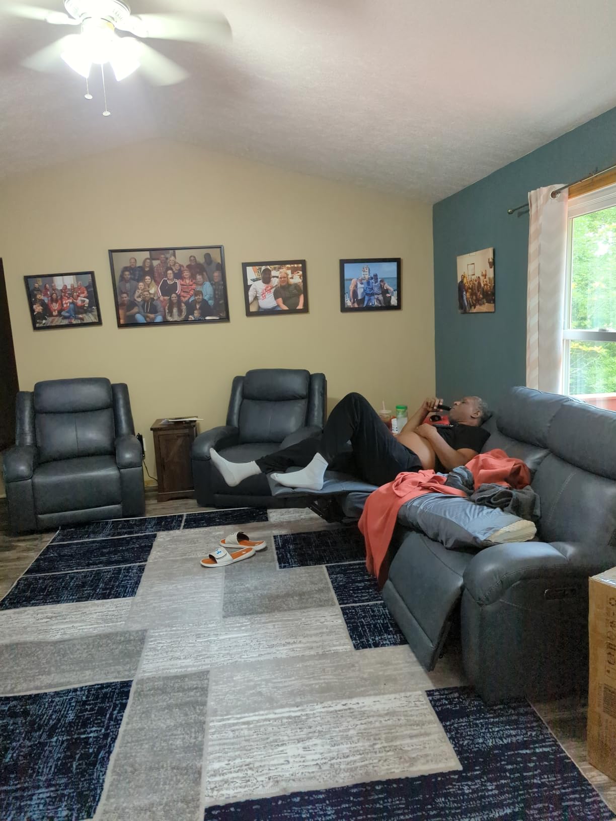 Watson & Whitely Genuine Leather Wall Hugger Power Reclining Sofa, Saddle customer photo 2