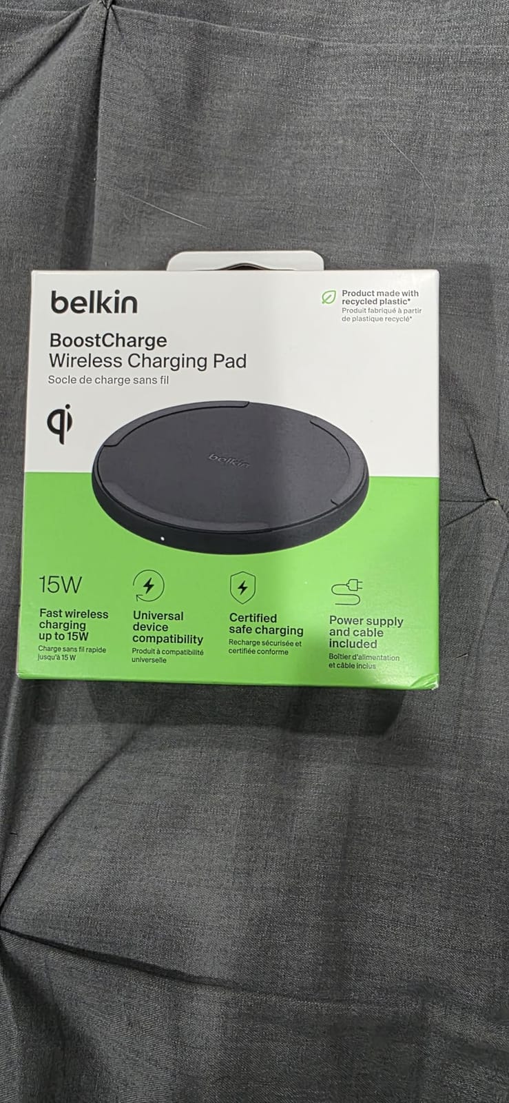 Belkin 15W Wireless Charging Pad, Qi Charger with Power Adapter customer photo 2