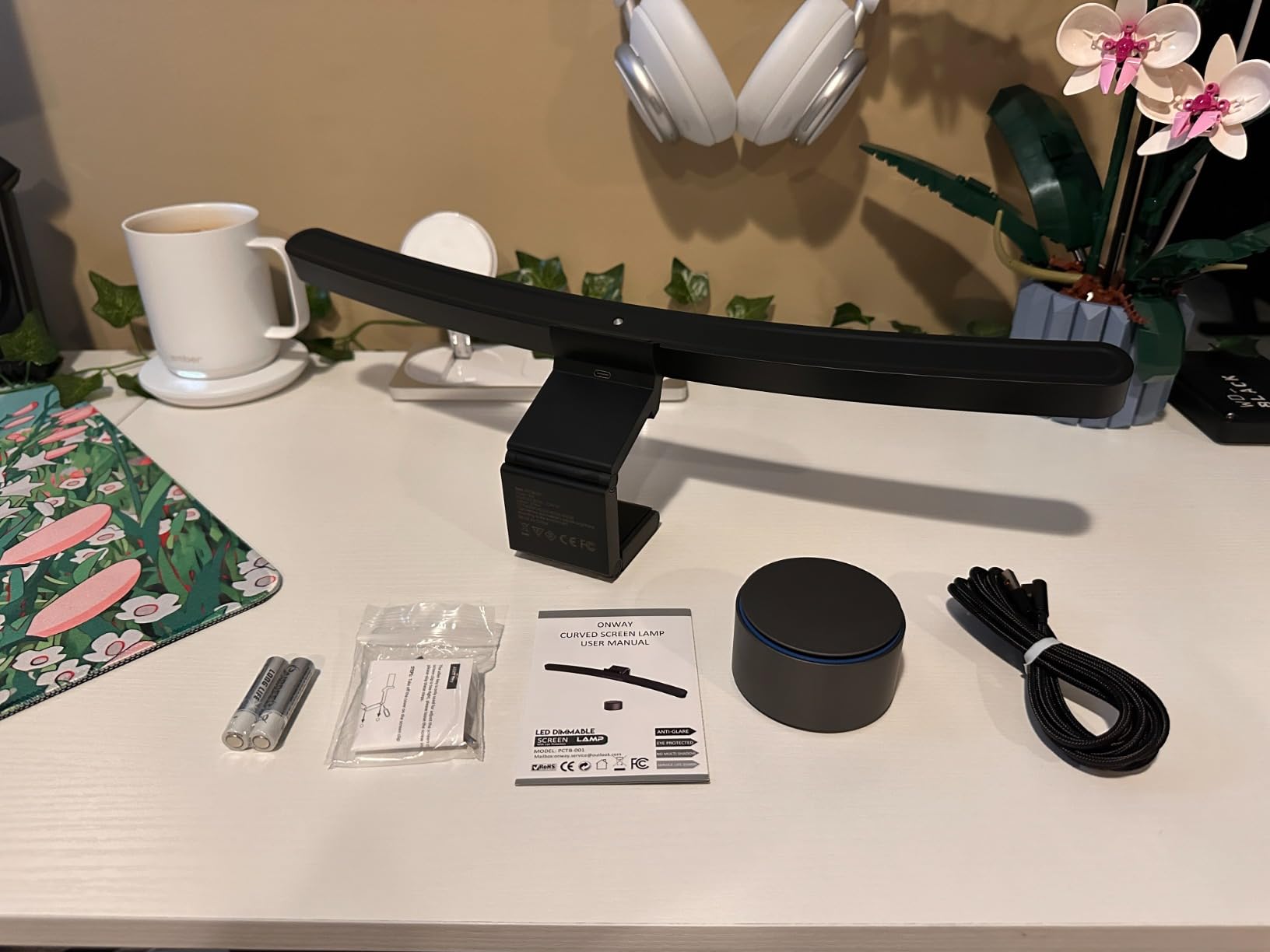 ONWAY Curved Monitor Light Bar with RGB Backlight, Wireless Remote Touch Control, No Glare Lamp with Camera Base for Gaming/Office Computer Setup customer photo 2