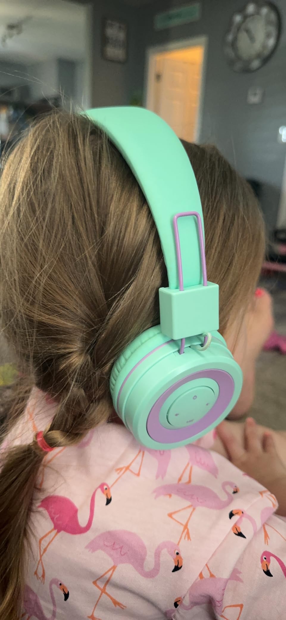 iClever Auraa Active Noise Cancelling Headphones for Kids, LED Light Up, Bluetooth 6.0, Safe Volume 80dBA, 47H Play Time,Fast Charging,Kids Headphones Wireless with Mic AUX Cord for Travel iPad,Purple customer photo 1