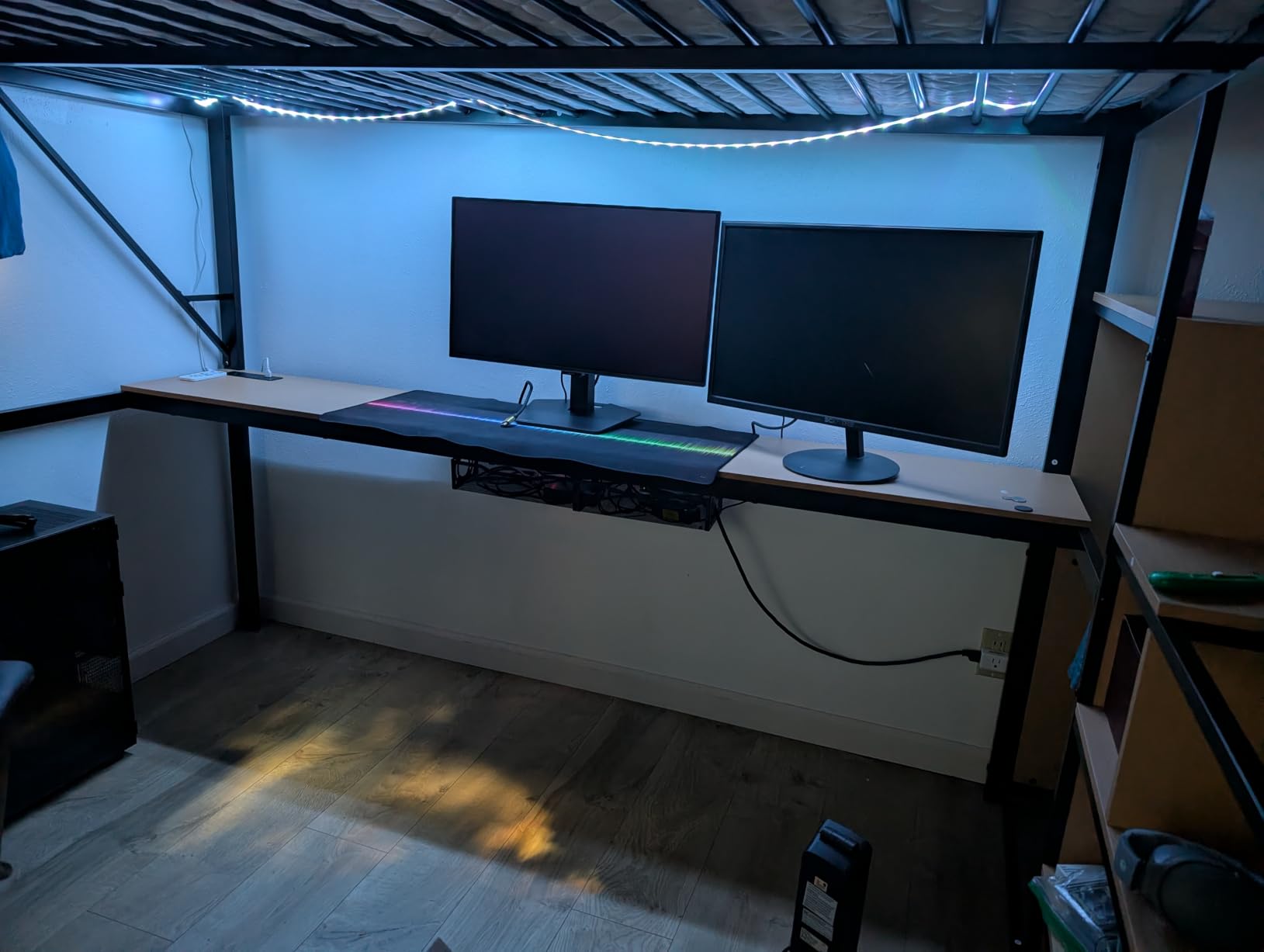 Cable Management, 25.3' Under Desk Cable Management Tray No Drill | Metal Cable Organizer with Clamp for Wire Management, Cord Organizer for Home Office, Desk Accessories Organizer, Black customer photo 1
