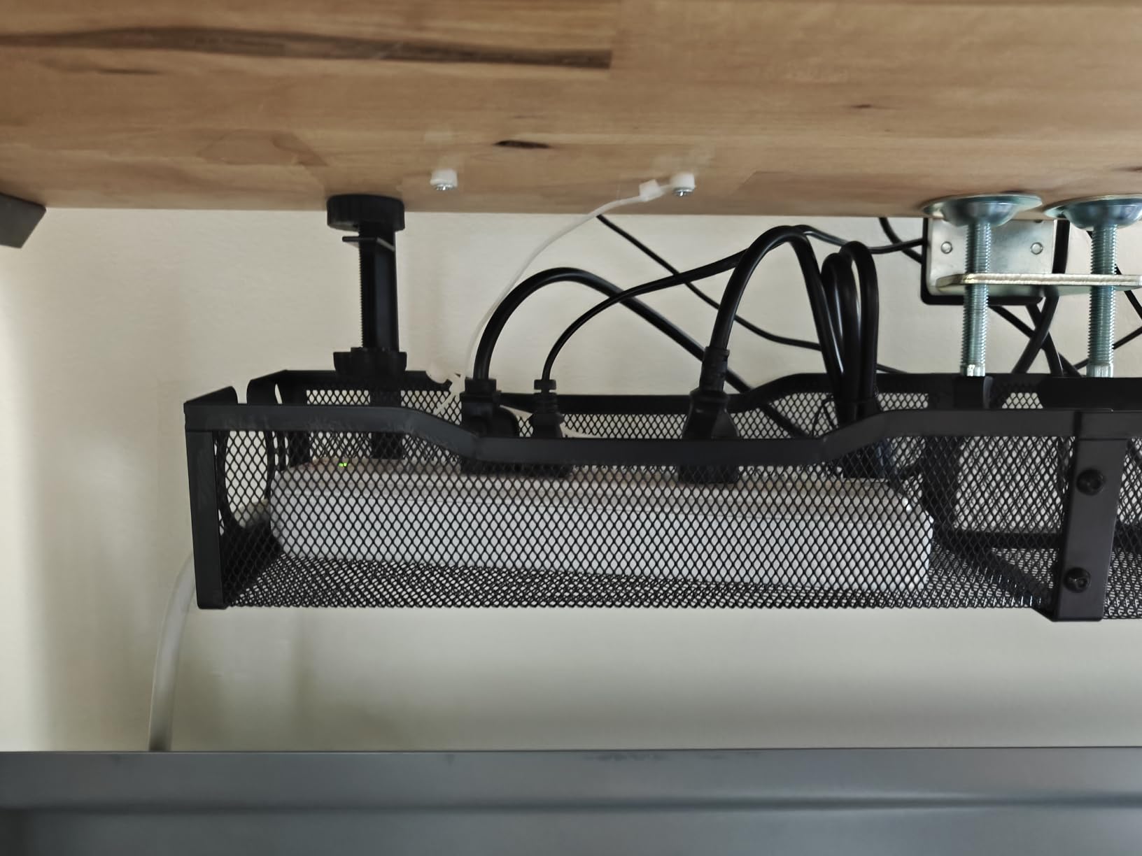 Cable Management, 25.3' Under Desk Cable Management Tray No Drill | Metal Cable Organizer with Clamp for Wire Management, Cord Organizer for Home Office, Desk Accessories Organizer, Black customer photo 2