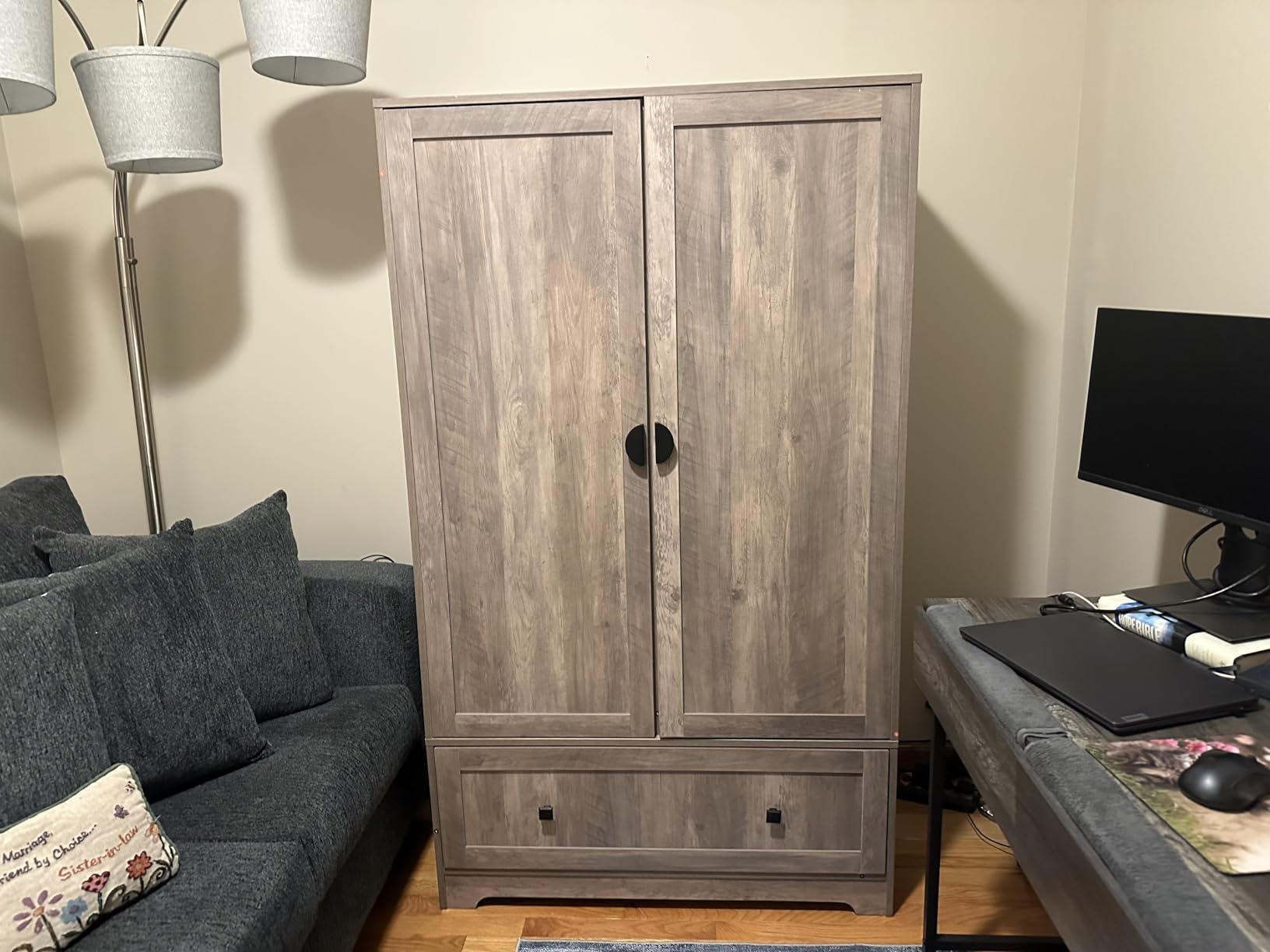 VINGLI Fluted Wardrobe Closet Armoire with Doors And Drawers, White Wardrobe Cabinet with Hanging Rack, Bedroom Closet Wood, Free Standing Armoire with Shelf and Solid Wood Legs, 31.5