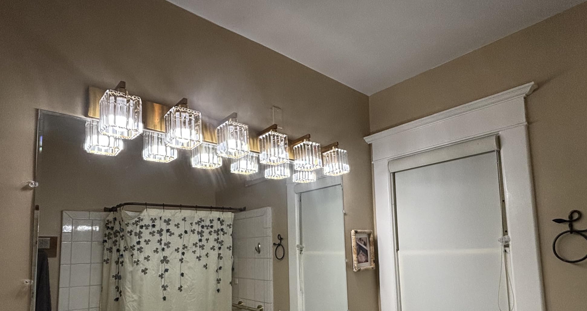 Aipsun Brushed Nickel Vanity Light Bathroom Lighting Fixtures 3 Light Crystal Modern Bathroom Vanity Light (Exclude Bulb) customer photo 2