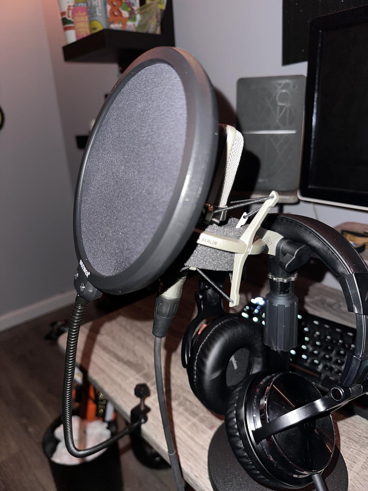 NEEWER Microphone Isolation Ball Shield Pop Filter, Portable Windscreen Mic Cover for Studio Vocal Booth Recording, Sound Absorbing Five Layer Foam Acoustic Equipment for 43-68 mm Mics, MS012 customer photo 1