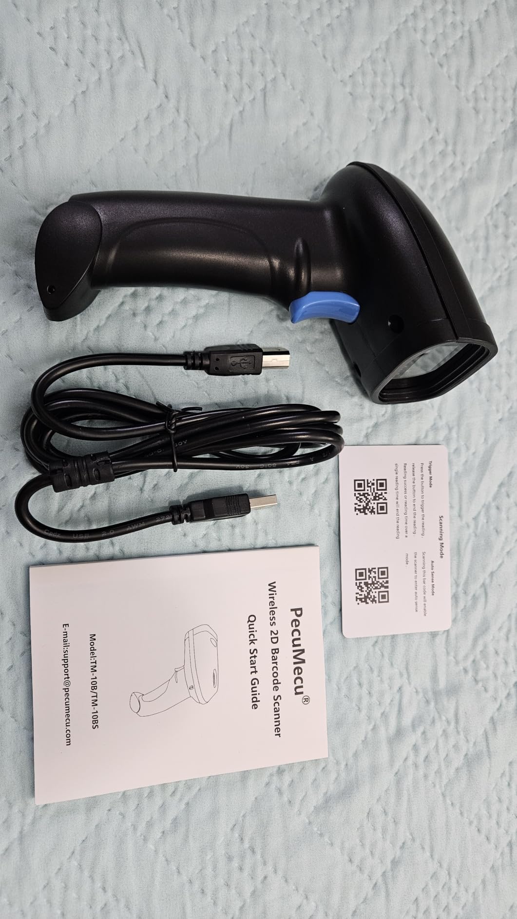 Bluetooth 1D&2D Barcode Scanner, 3-in-1 Bluetooth & USB Wired & 2.4G Wireless QR Barcode Reader, PDF417 Data Matrix Handheld Bar Code Scanner Work with Windows, Android, iOS (TM-10B) customer photo 1
