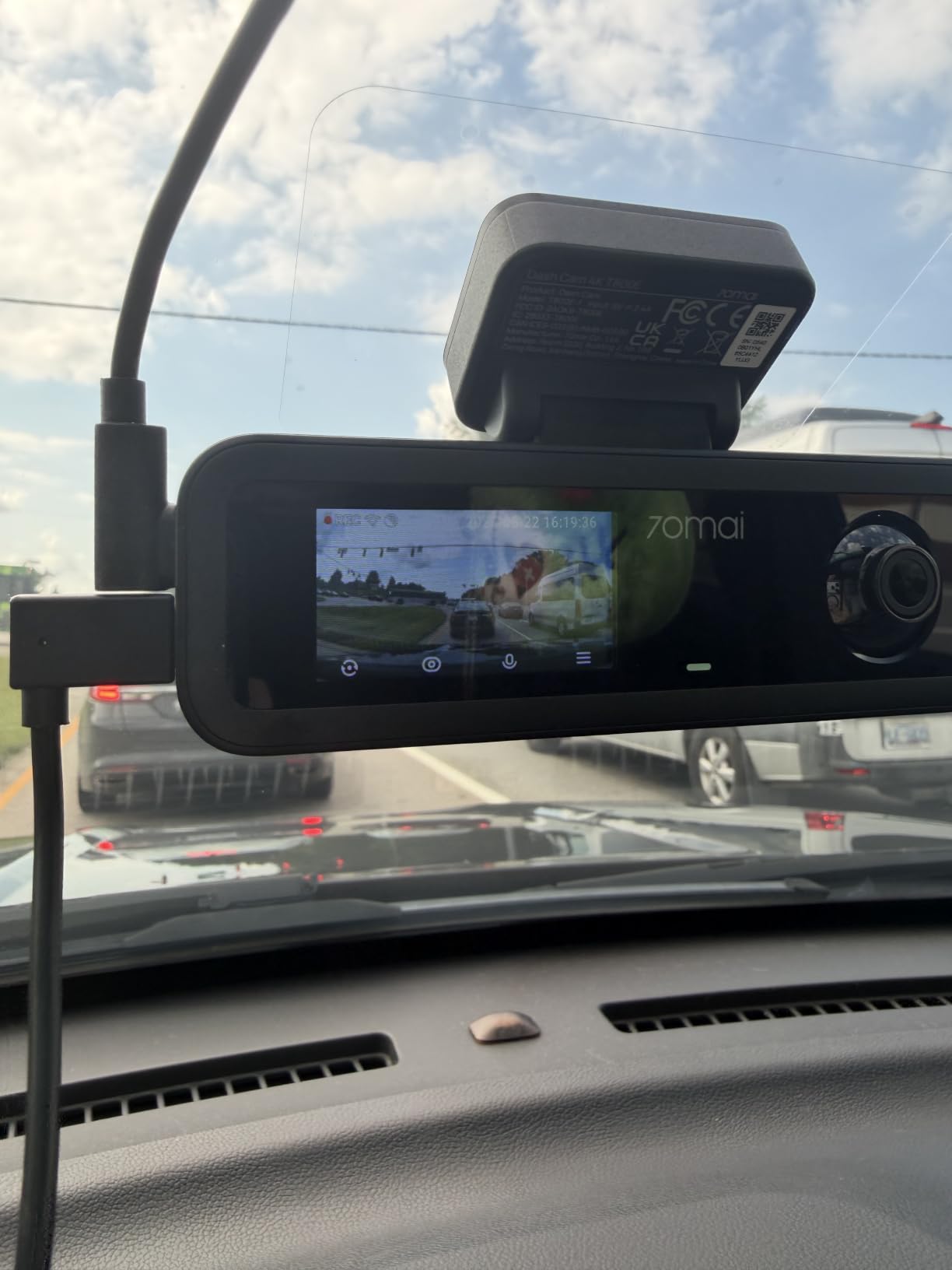 70mai 4K Dash Cam Front and Rear Inside, 3 Channel Car Dash Camera for Cars, Dashcam with GPS, Wi-Fi 6, Voice Control, Parking Monitor, Night Vision, Loop Recording, 64GB SD Card Included (T800E) customer photo 2