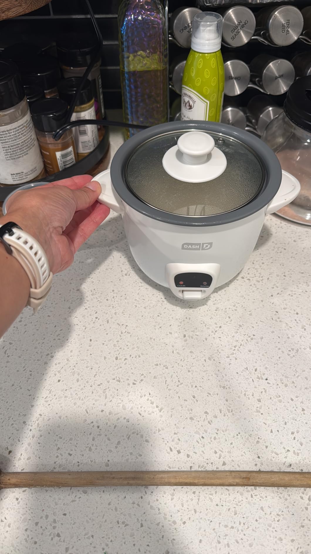 Dash Mini Rice Cooker, 2-Cup Removable Ceramic Nonstick Pot, Black customer photo 1
