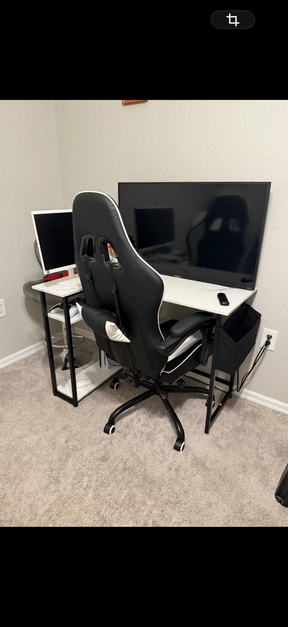 Pamray 40 Inch L Shaped Computer Desk with Reversible Side Storage Shelves, Small Corner Desk for Small Space Home Office, Writing Study Table PC Desk for Bedroom, Black customer photo 1
