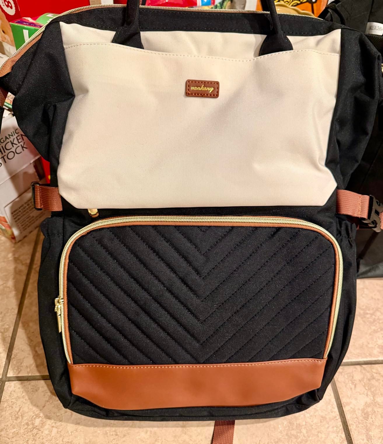 Bookbag for Women Laptop Backpack, Teacher Nurse Work Computer Bags with Cup Holder & USB Charger for Travel, School Bag College Back Pack for Girls, BlackWhiteBrown customer photo 2