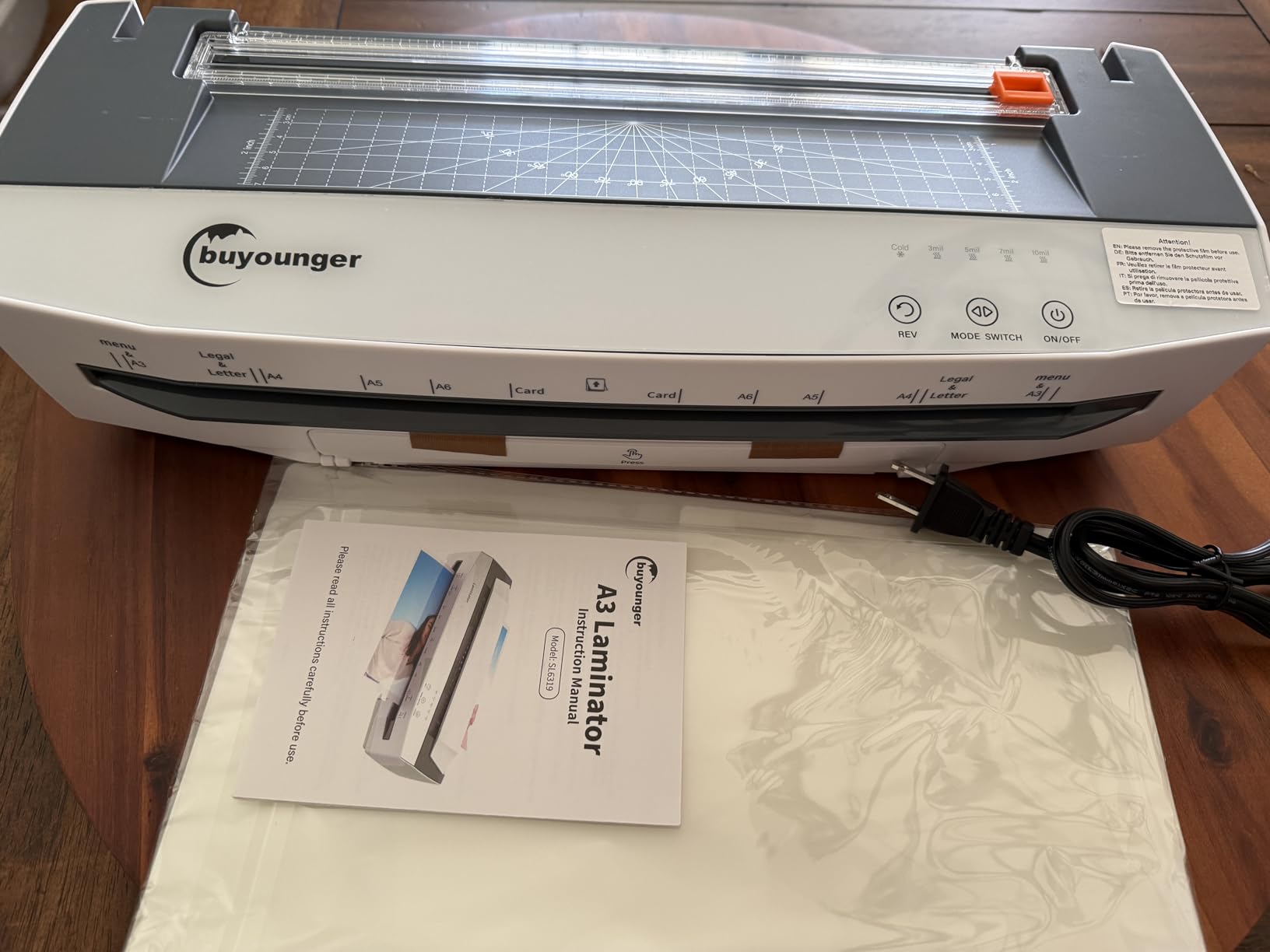 Buyounger 3-10mil Commercial Laminator, 4-Roller 13 Inch Set with 50 Sheets | 1000mm/min Speed, 1 Min Warmup, REV Auto Reverse Jam Free, Hot Cold Modes, NTC Temp Control, All-in-1 for Office School Home customer photo 1