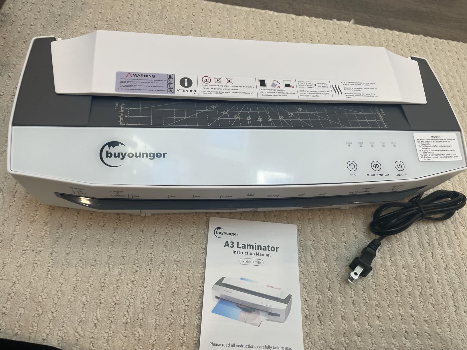 Buyounger 3-10mil Commercial Laminator, 4-Roller 13 Inch Set with 50 Sheets | 1000mm/min Speed, 1 Min Warmup, REV Auto Reverse Jam Free, Hot Cold Modes, NTC Temp Control, All-in-1 for Office School Home customer photo 2